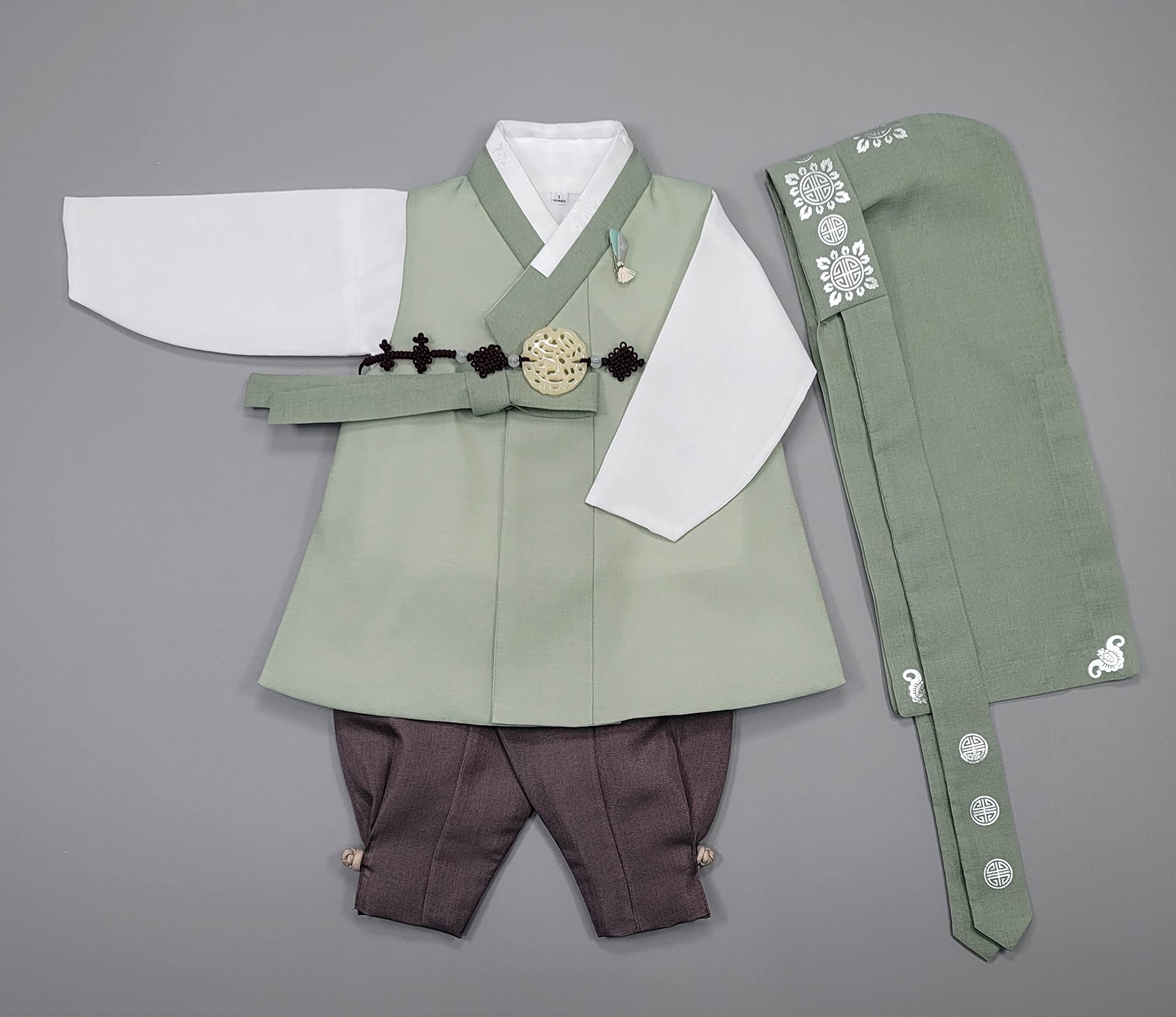 Korean Traditional Baby Boy Hanbok Set - Light Green Dol Party Outfit for 1st Birthday Celebrations | Perfect for Korean Doljanchi, Cultural Events & Photo Shoots