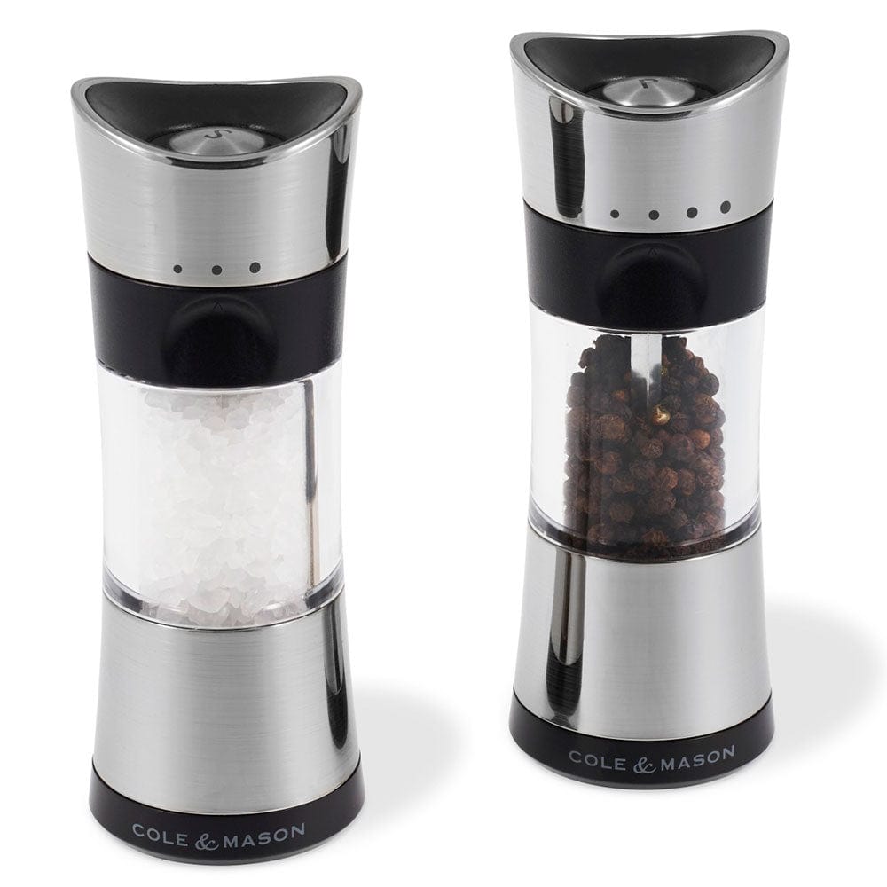 Cole & Mason Horsham Chrome Salt and Pepper Grinder Set - Premium Stainless Steel Mill for Kitchen, Dining Table & Gourmet Cooking