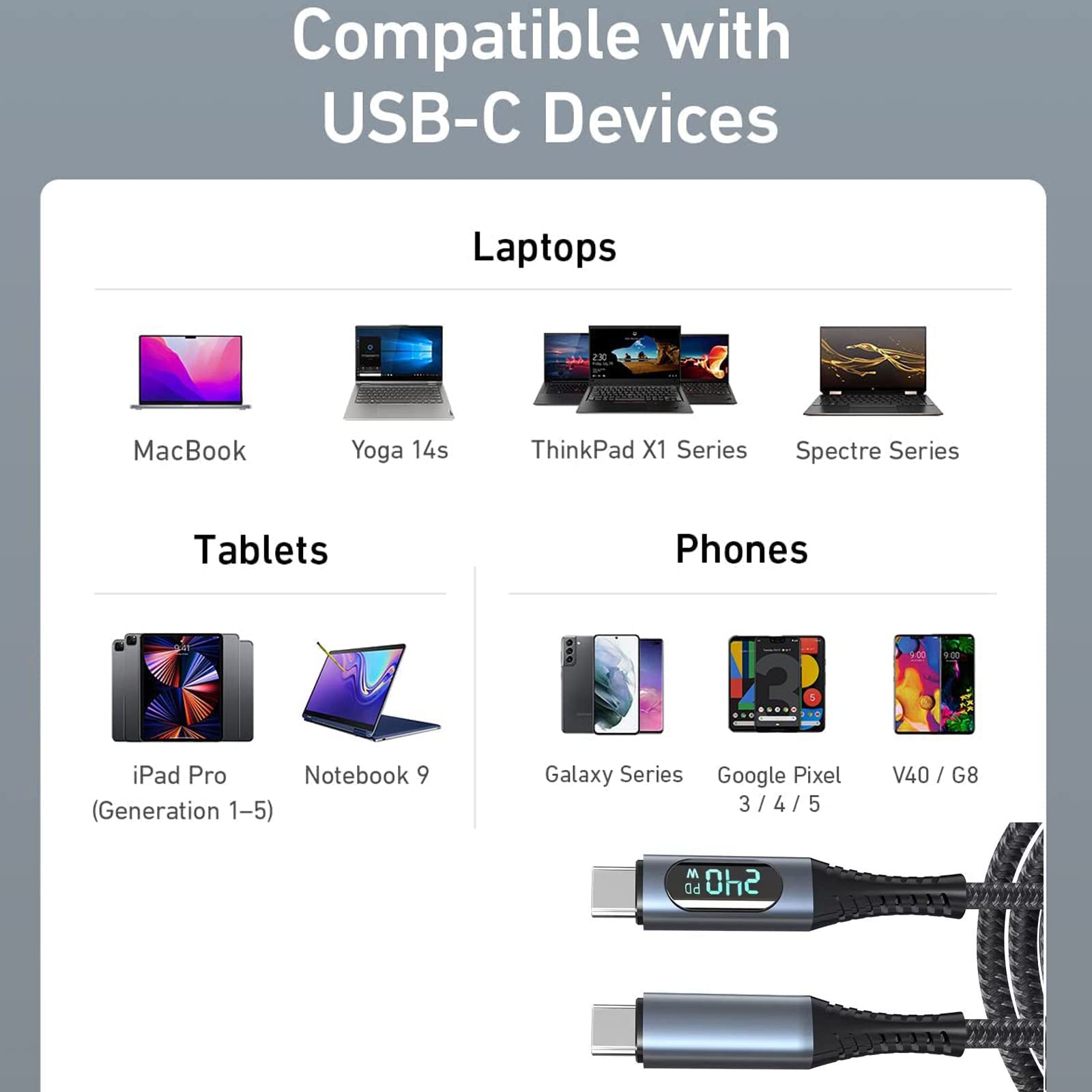 MOTONG 240W USB 4.0 Cable 40Gbps 8K@60Hz PD Fast Charging Type C to Type C Male to Male Cable for MacBook Pro, Dell XPS, iPad Pro, Galaxy S24 - Perfect for 4K/8K Video Editing, Gaming & Ultra-Fast Data Transfer