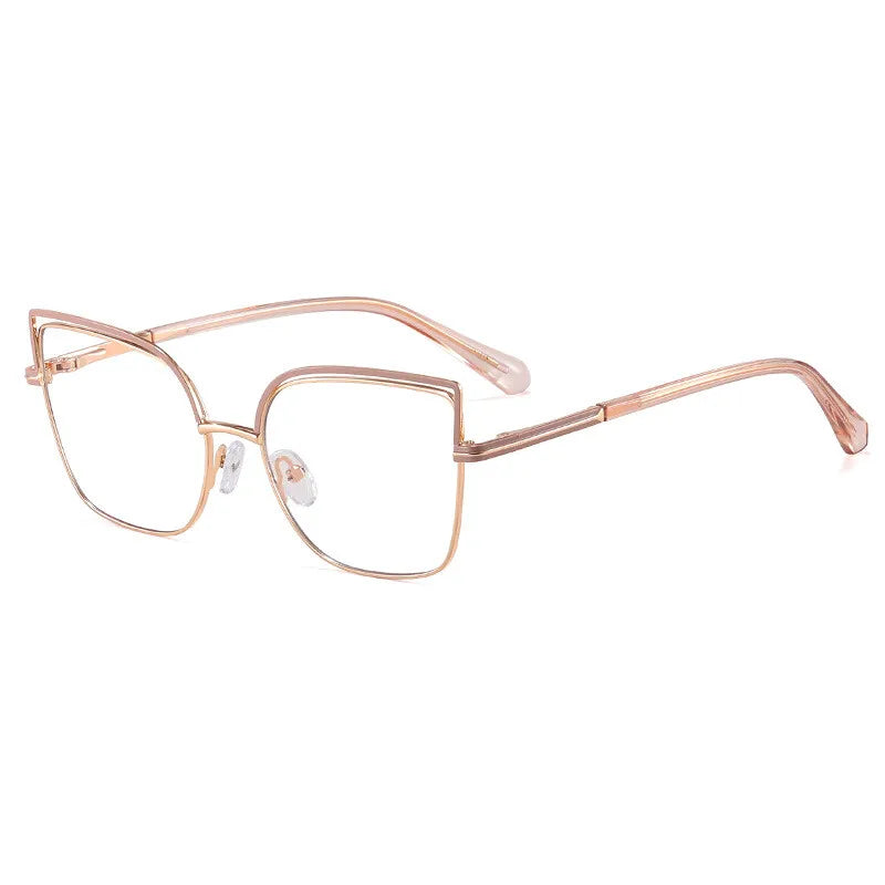 CCspace Women's Full Rim Square Cat Eye Alloy Eyeglasses Frame 301091 - Stylish Retro Glasses for Work, Reading & Fashion Accessories