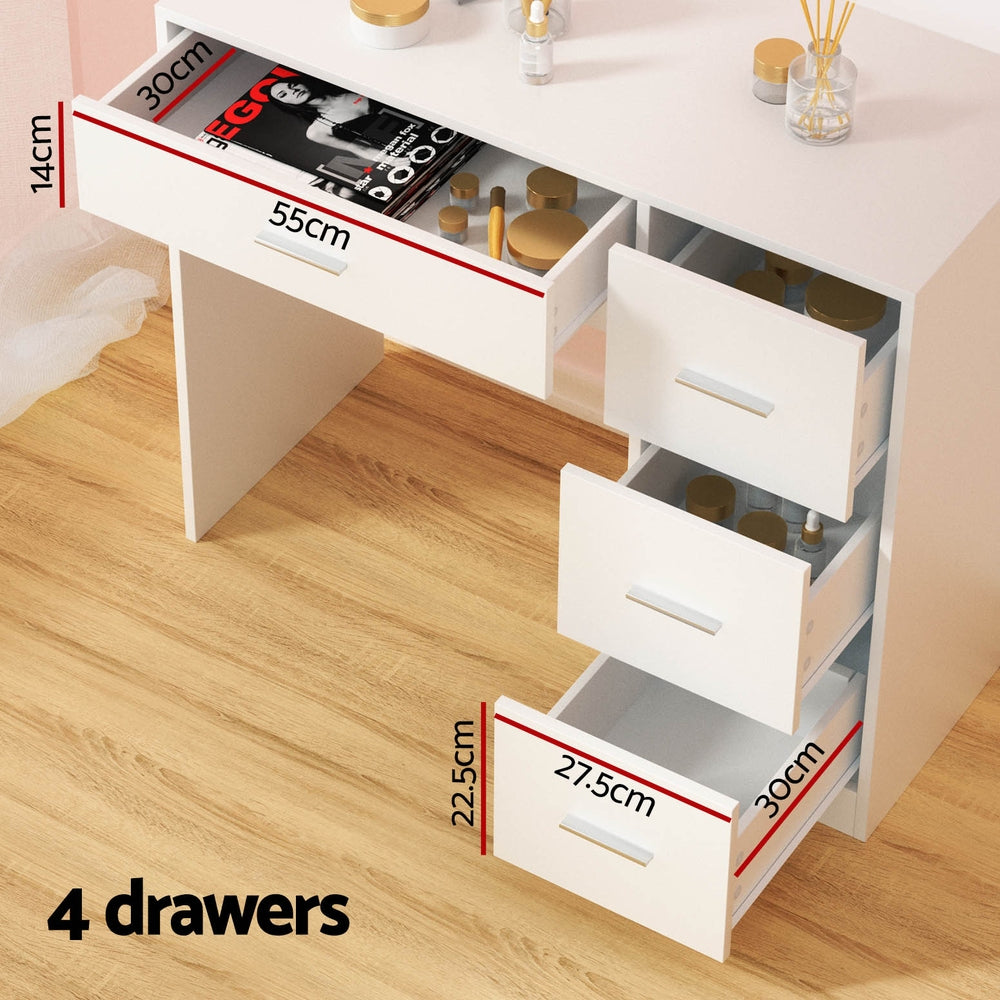 White Darcy Dressing Table Set with Stool & 15 LED Bulbs - Vanity Makeup Desk for Bedroom, Bathroom, Salon (Perfect for Makeup Application, Hair Styling & Home Decor)