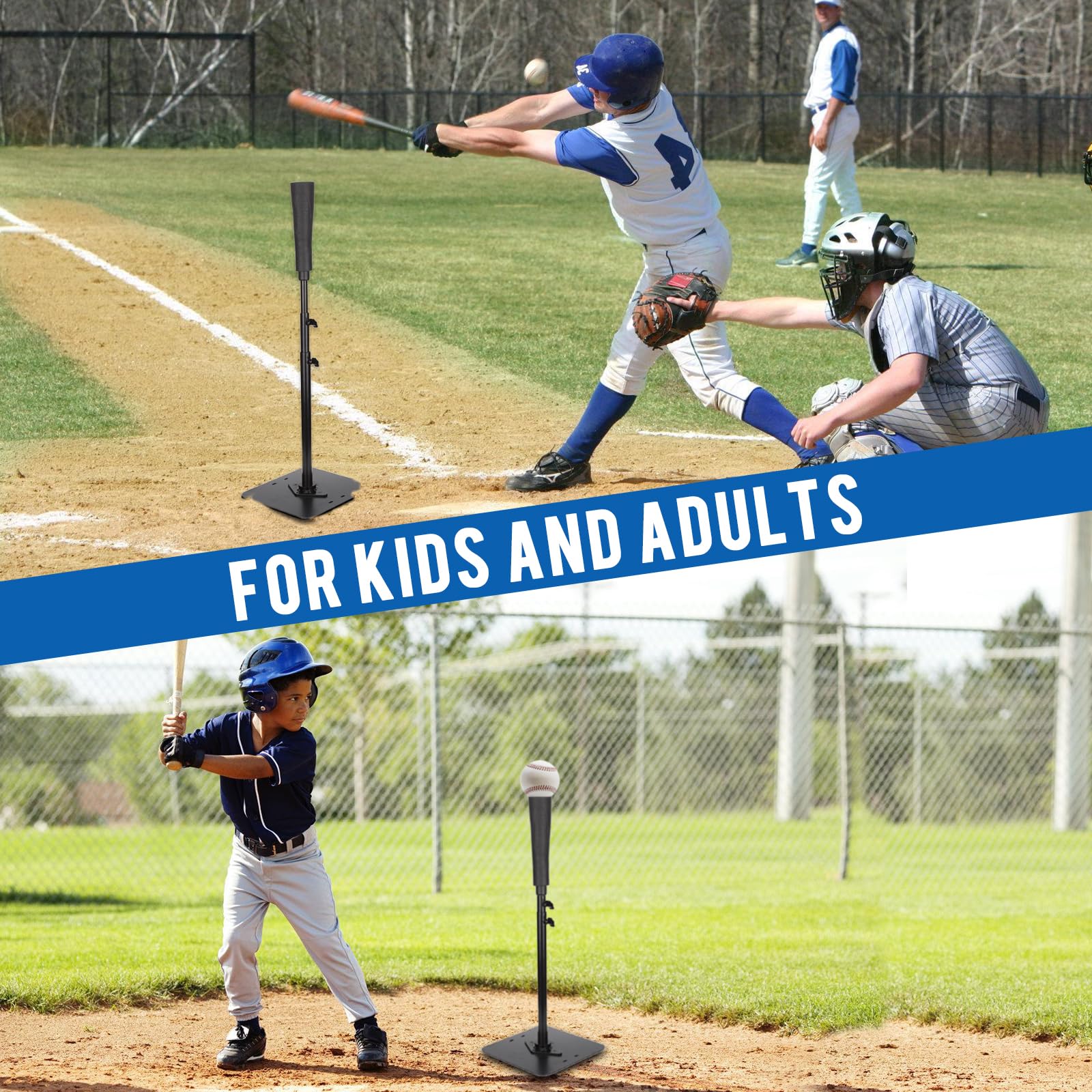**Hikeen Adjustable Baseball Batting Tee for Kids & Adults (25-51 Inches) – Heavy Duty Hitting Tee for Baseball & Softball Training – Portable with Carrying Bag – Perfect for Backyard, Field, and Batting Cage Practice**