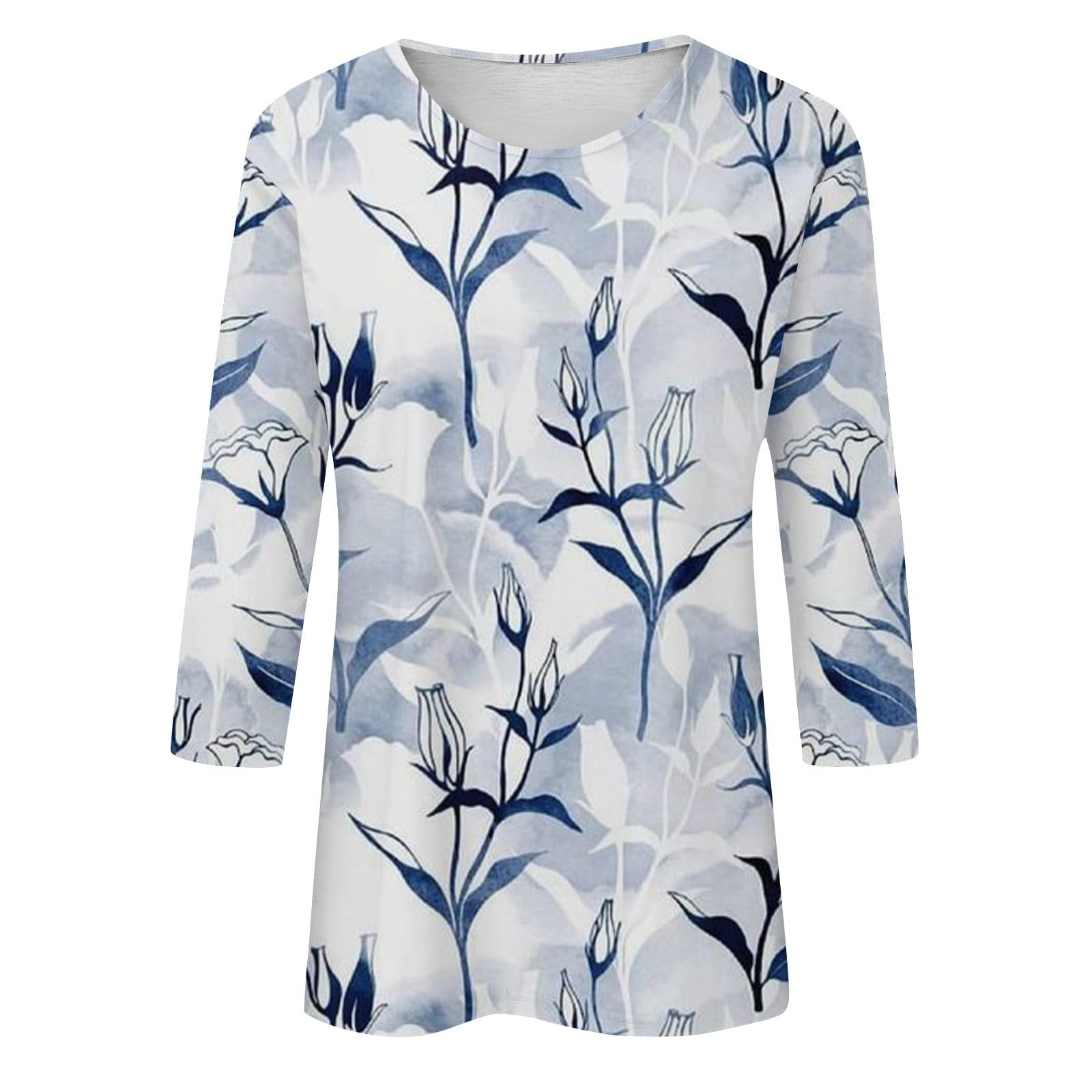 Trendy Women's Casual Printed Crew Neck Three Quarter Sleeve T-Shirt - Perfect for Everyday Wear, Outings & Layering