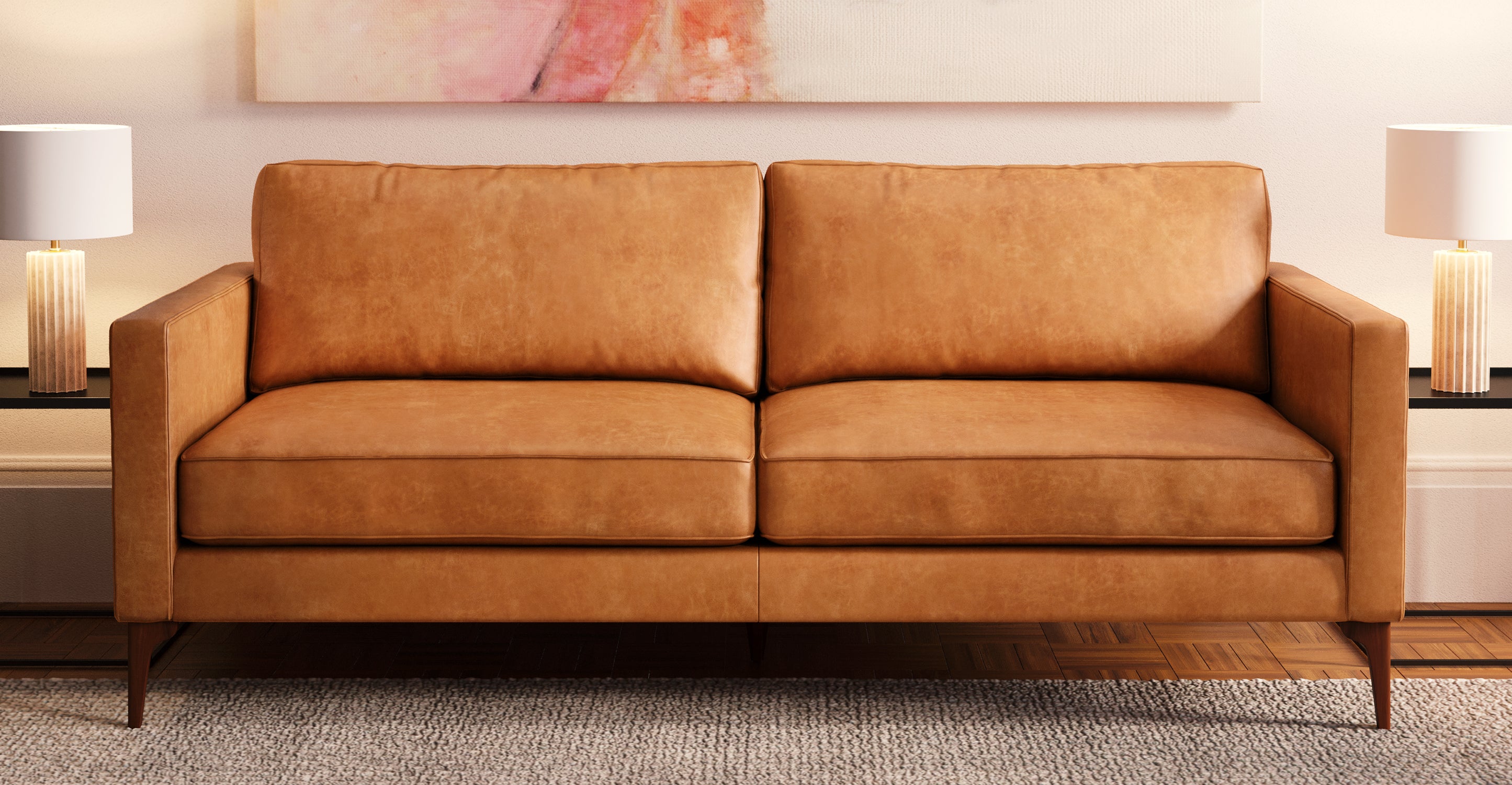 Premium Mateo Genuine Leather Sofa - Modern Luxury Living Room Furniture for Home & Office - Comfortable & Durable Leather Couch for Relaxing, Entertaining & Stylish Decor