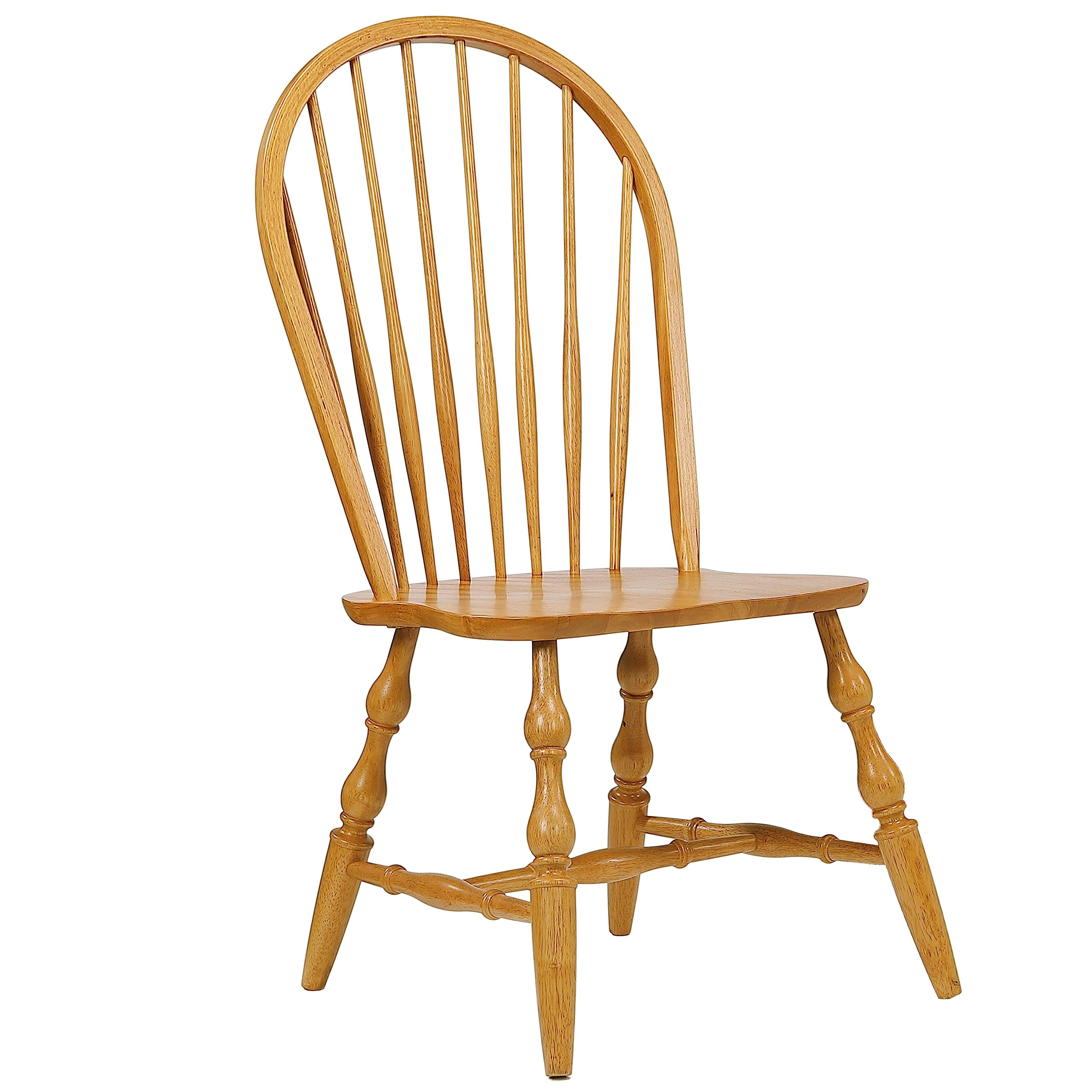 Sunset Trading Windsor Fully Assembled Kitchen Dining Chairs - Set of 2, Distressed Light Oak Finish - Perfect for Farmhouse Dining Rooms & Breakfast Nooks
