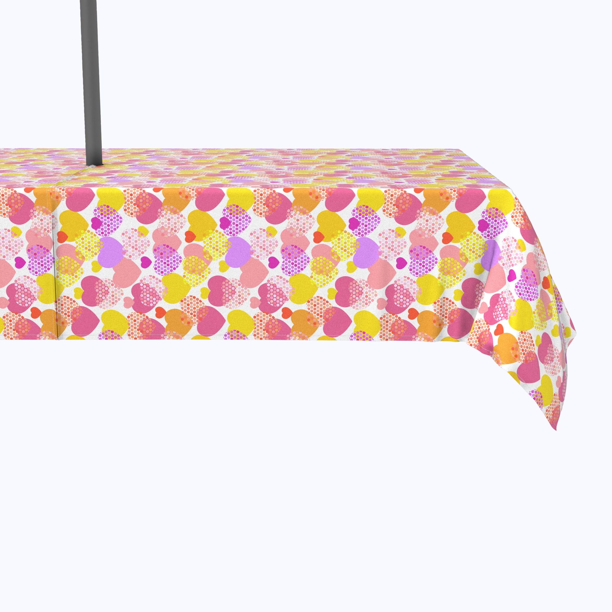 Colorful Confetti Hearts Outdoor Tablecloth - Waterproof & Washable Picnic Table Cover for Parties, BBQs, and Garden Gatherings