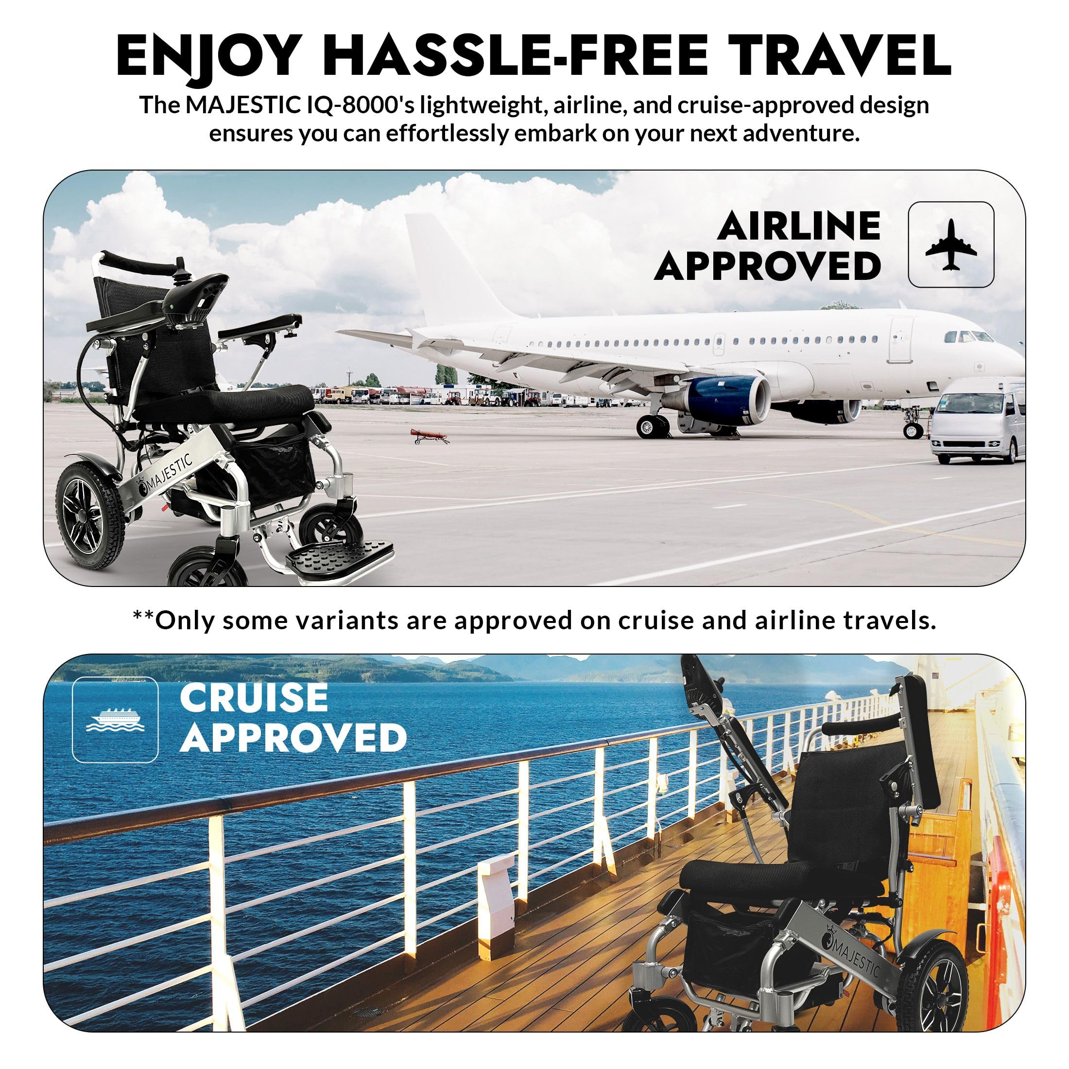 Majestic Lightweight Foldable Electric Wheelchair for Adults & Seniors - Portable Motorized Wheelchair with Comfortable Seat - Perfect for Indoor/Outdoor Use, Travel & Daily Mobility Assistance