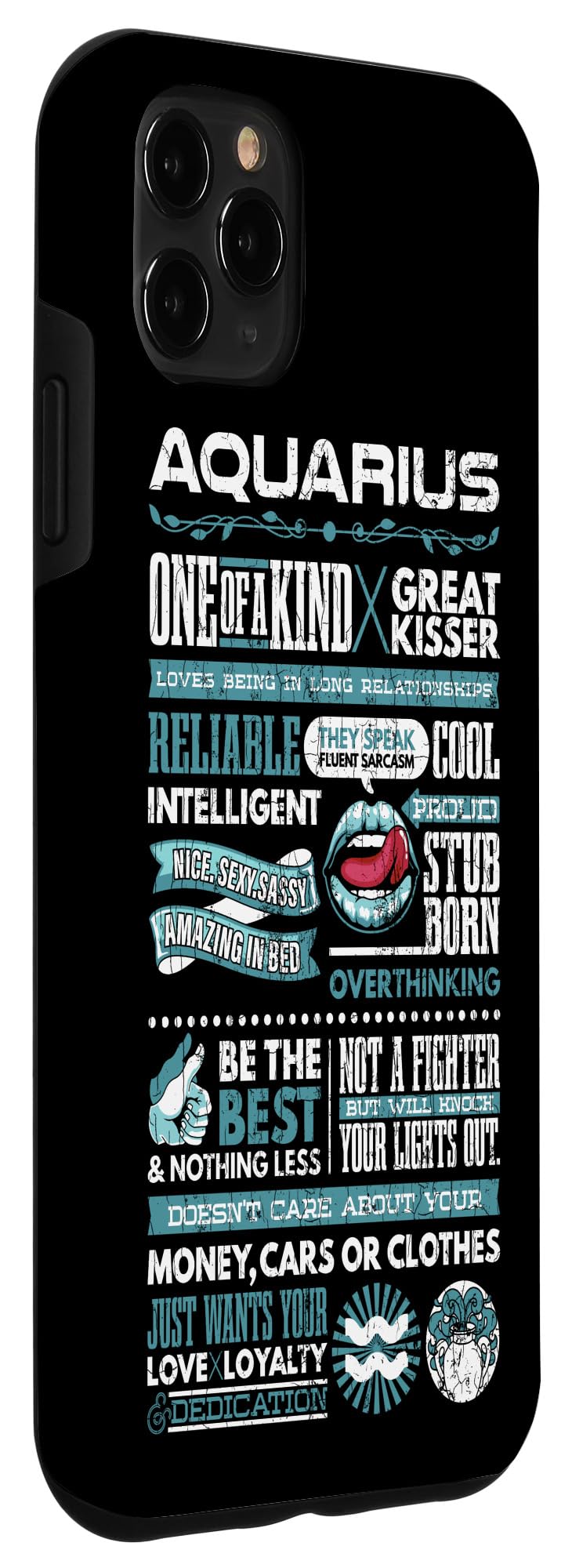 iPhone 11 Pro Max Case - Funny Aquarius Zodiac Sign Graphic Design - Perfect for Horoscope Lovers & Phone Protection