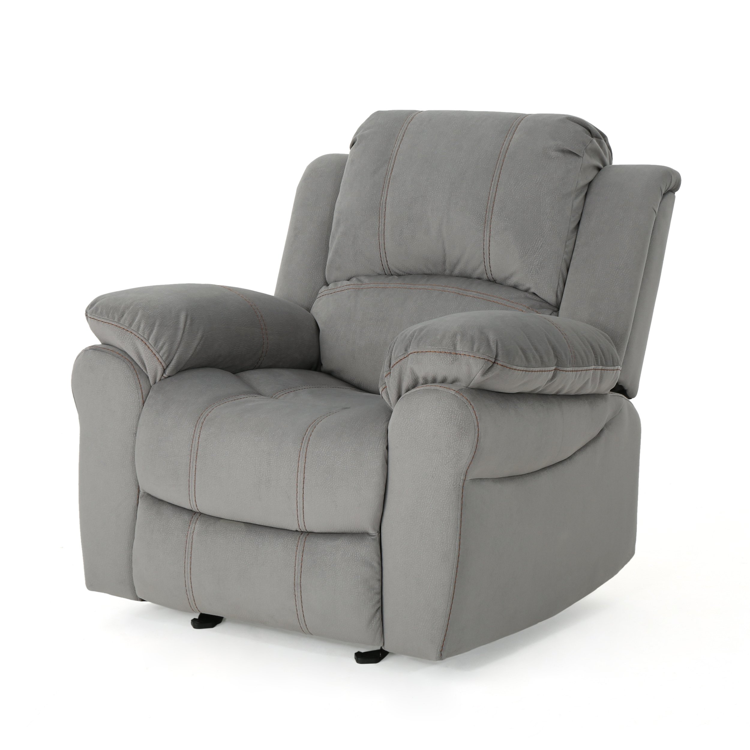 Christopher Knight Home Edwin Recliner - Grey & Black Fabric Reclining Chair with Comfortable Padding | Perfect for Living Room, Home Theater & Office Relaxation