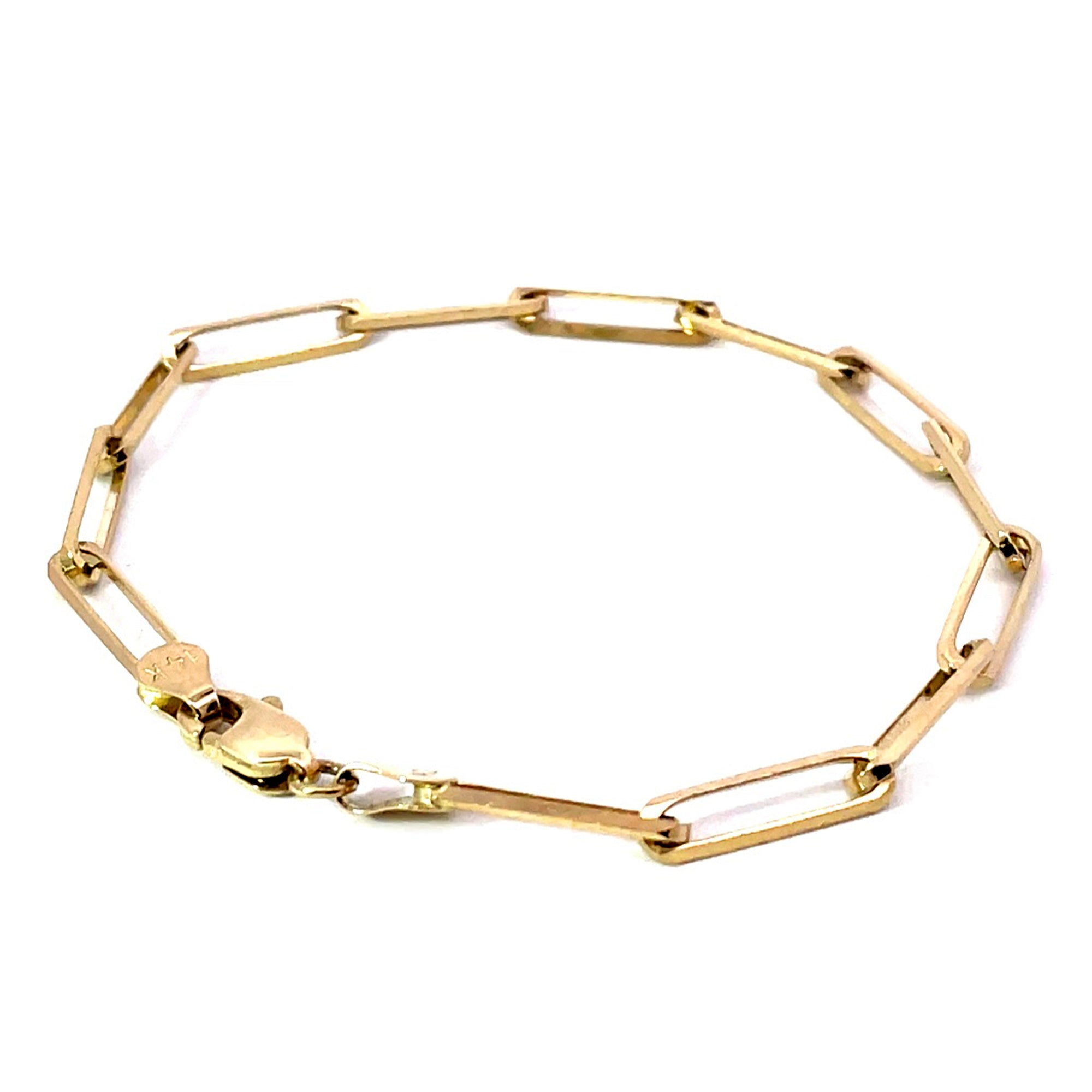14K Yellow Gold 3.7mm Paperclip Chain Bracelet for Women - Dainty Minimalist Jewelry Gift for Her - Perfect for Everyday Wear & Special Occasions