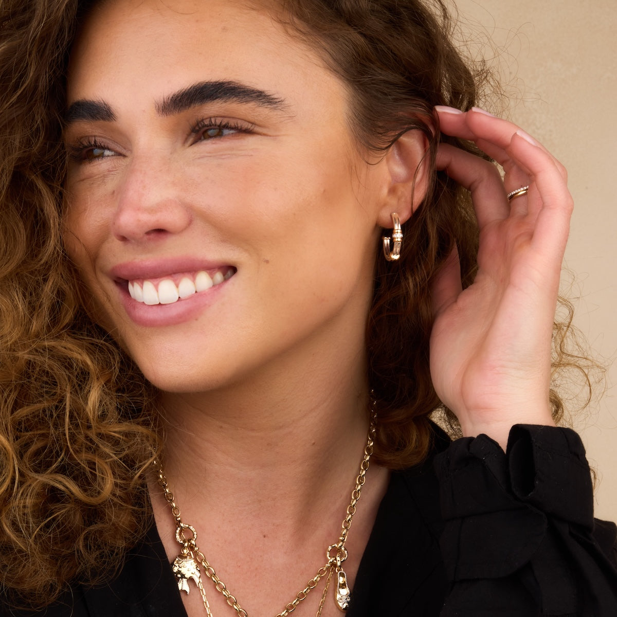 Golden Arc Hoops Earrings for Women - 14K Gold Plated Dainty Huggie Hoops - Perfect for Everyday Wear, Parties & Gifts