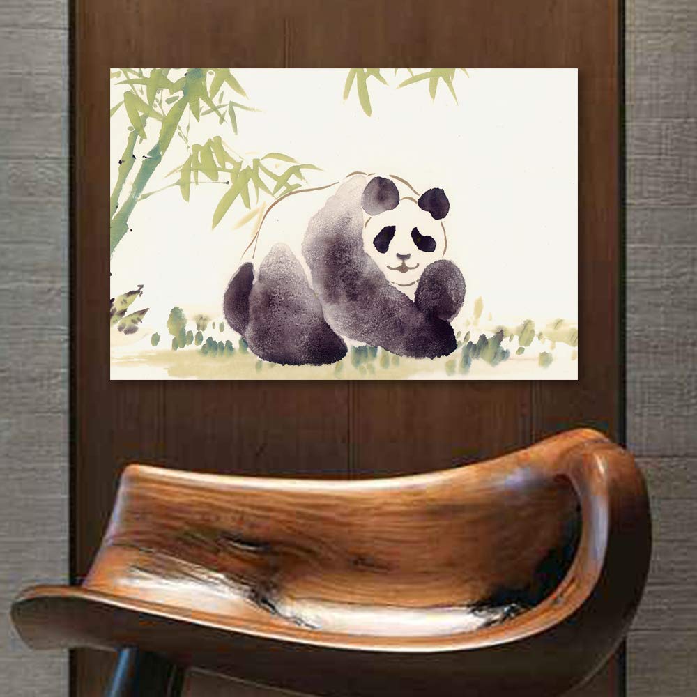 Wall26 Canvas Wall Art - Panda with Bamboo Giclee Painting - 24x36 Inches - Perfect for Bedroom, Living Room, Home Office, and Nursery Decor