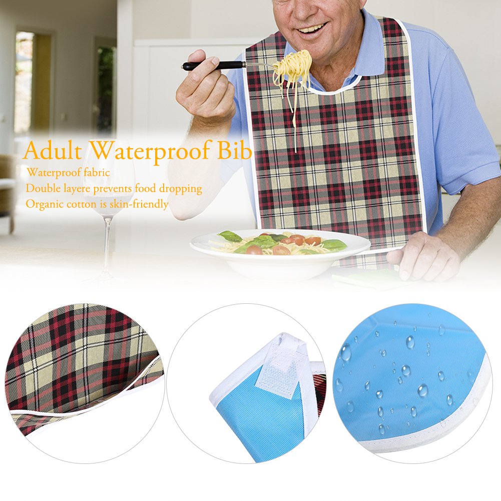 Adult Bib for Mealtime - Durable & Absorbent Elderly Bibs for Dining Comfort - Perfect for Seniors, Disabled & Recovering Patients at Home or Care Facilities