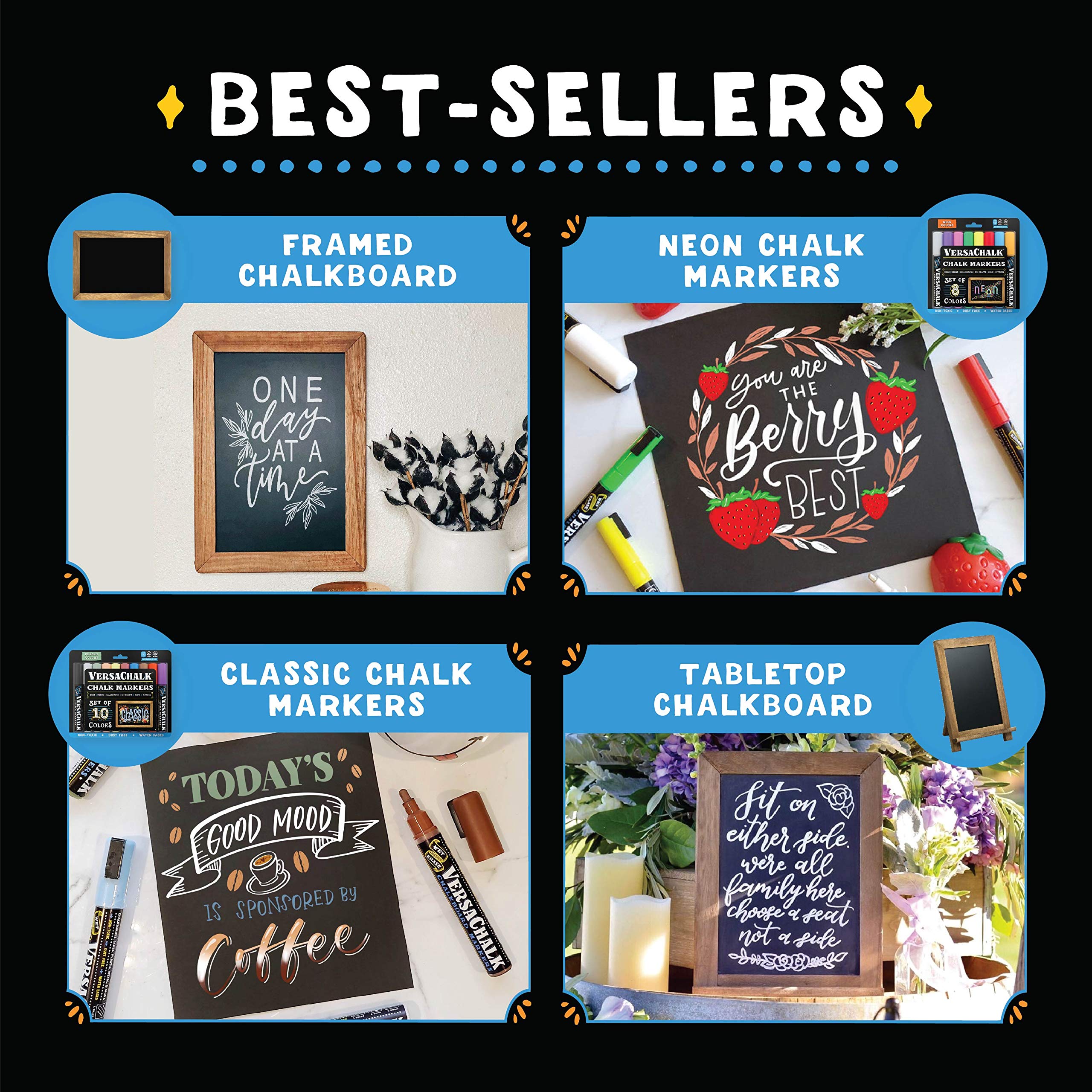 VersaChalk White Chalk Markers - 5mm Bold Tip Wet Erase Dustless Chalkboard Markers for Blackboards, Signs, Menus & Windows - Perfect for Restaurants, Cafes, Classrooms & Home Decor