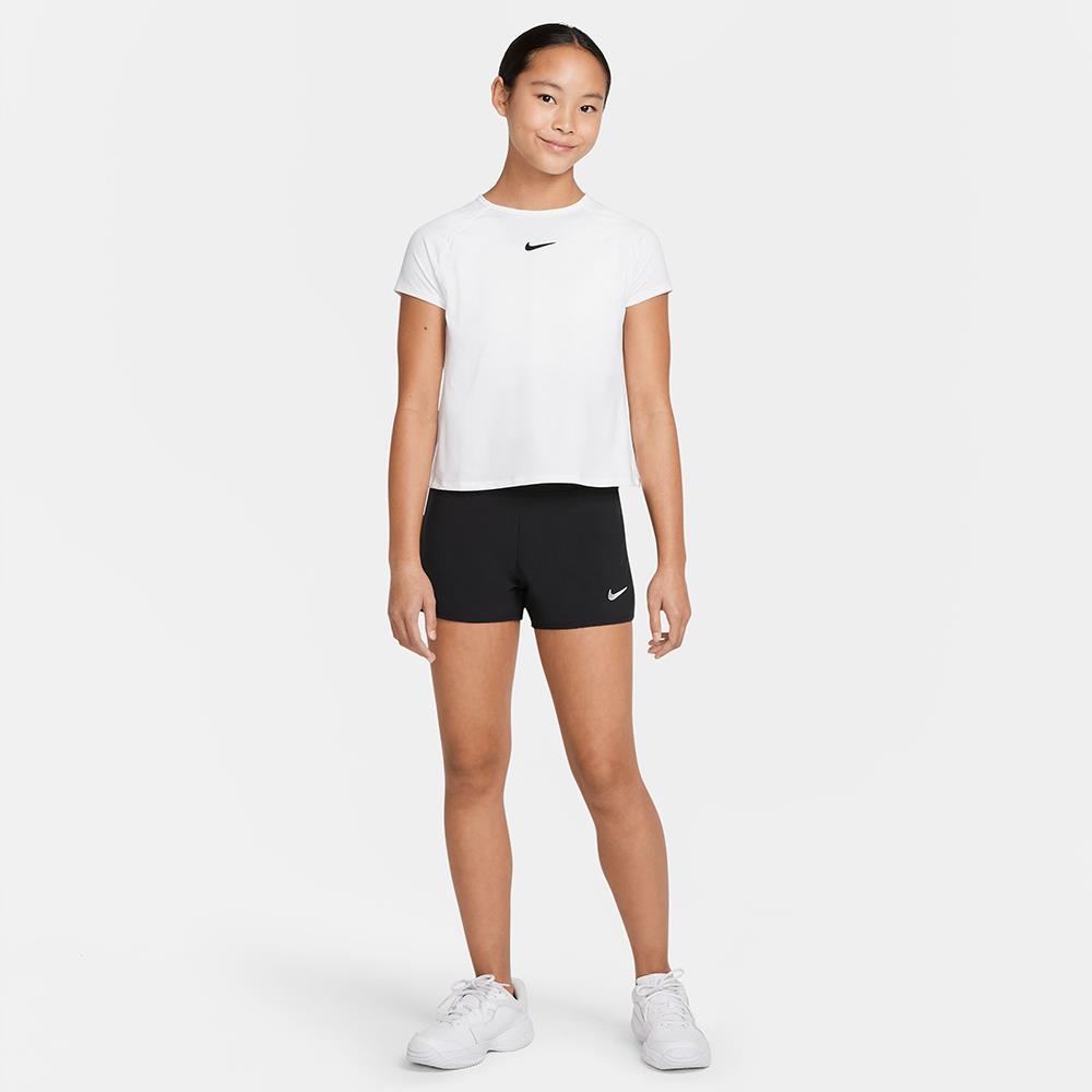 Nike Girls Victory Short Sleeve T-Shirt - White | Comfortable Cotton Tee for Kids | Perfect for School, Sports & Casual Wear