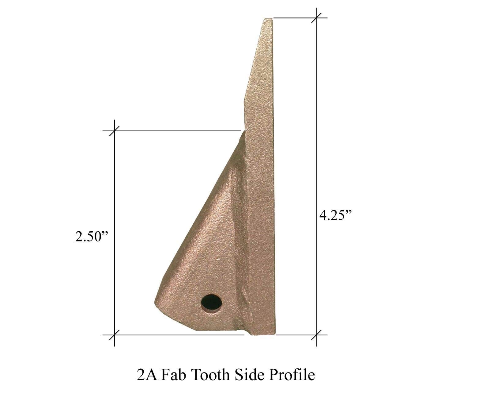 8-Bucket Fabricated Dirt Teeth with Roll Pins - Compatible with T2A, 2A, 2AP, 2A FAB Excavator Buckets - Heavy-Duty Replacement Teeth for Construction and Mining Equipment