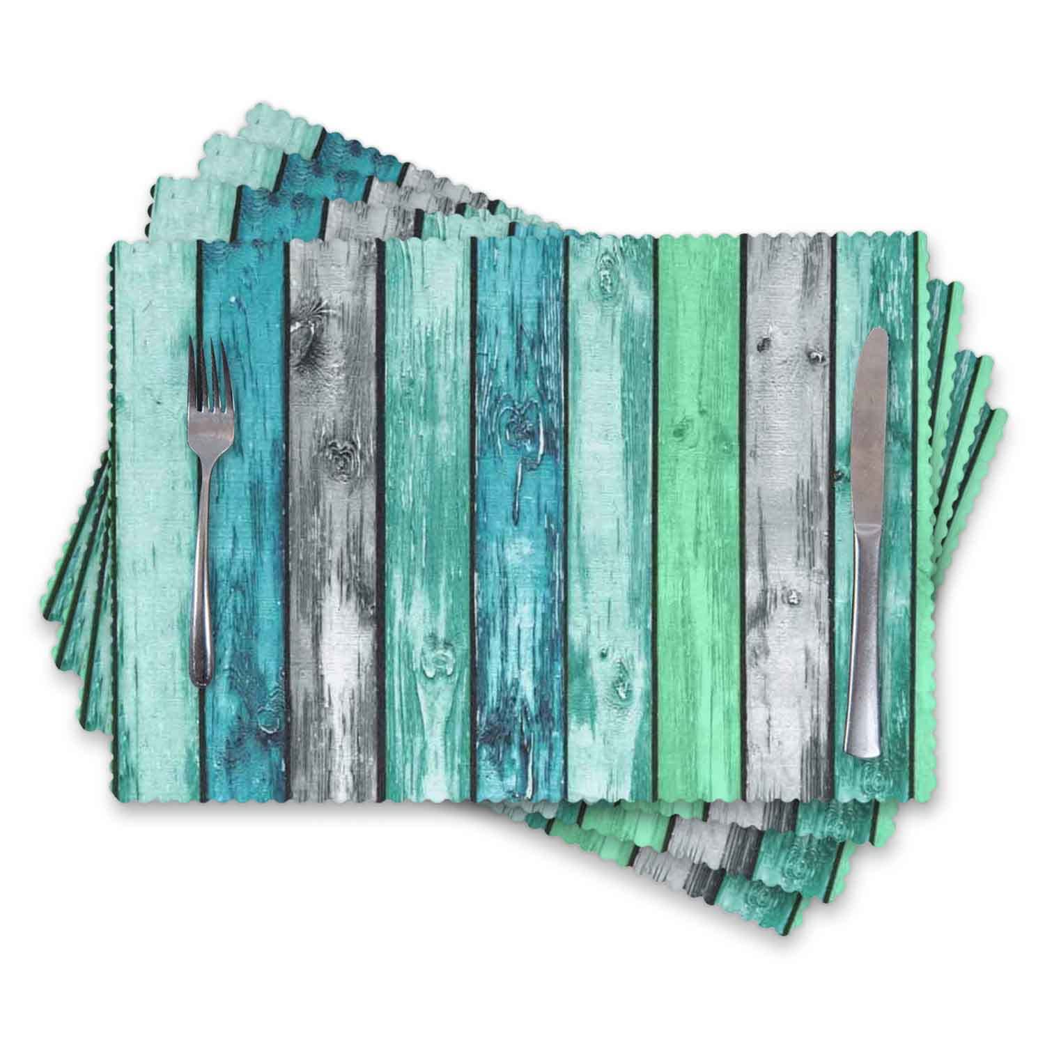 Premium Washable & Heat Resistant Cloth Placemats Set of 4 - 12