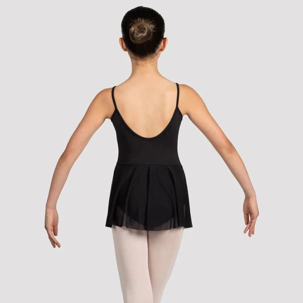 Bloch Mirella Black Glow Scoop Neck Skirted Leotard for Ballet, Dance & Performance - Stretchable & Comfortable Dancewear for Kids & Adults