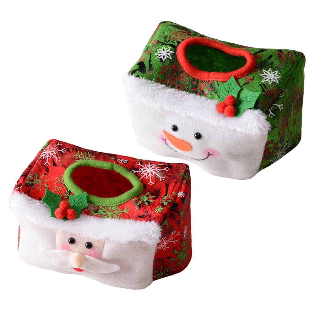 VALICLUD 2-Pack Christmas Tissue Box Cover Set - Decorative Upright Napkin Holder for Home, Holiday Table Decor (Red/Green, Non-Woven Fabric) - Perfect for Xmas Party, Dining Room & Festive Home Decor