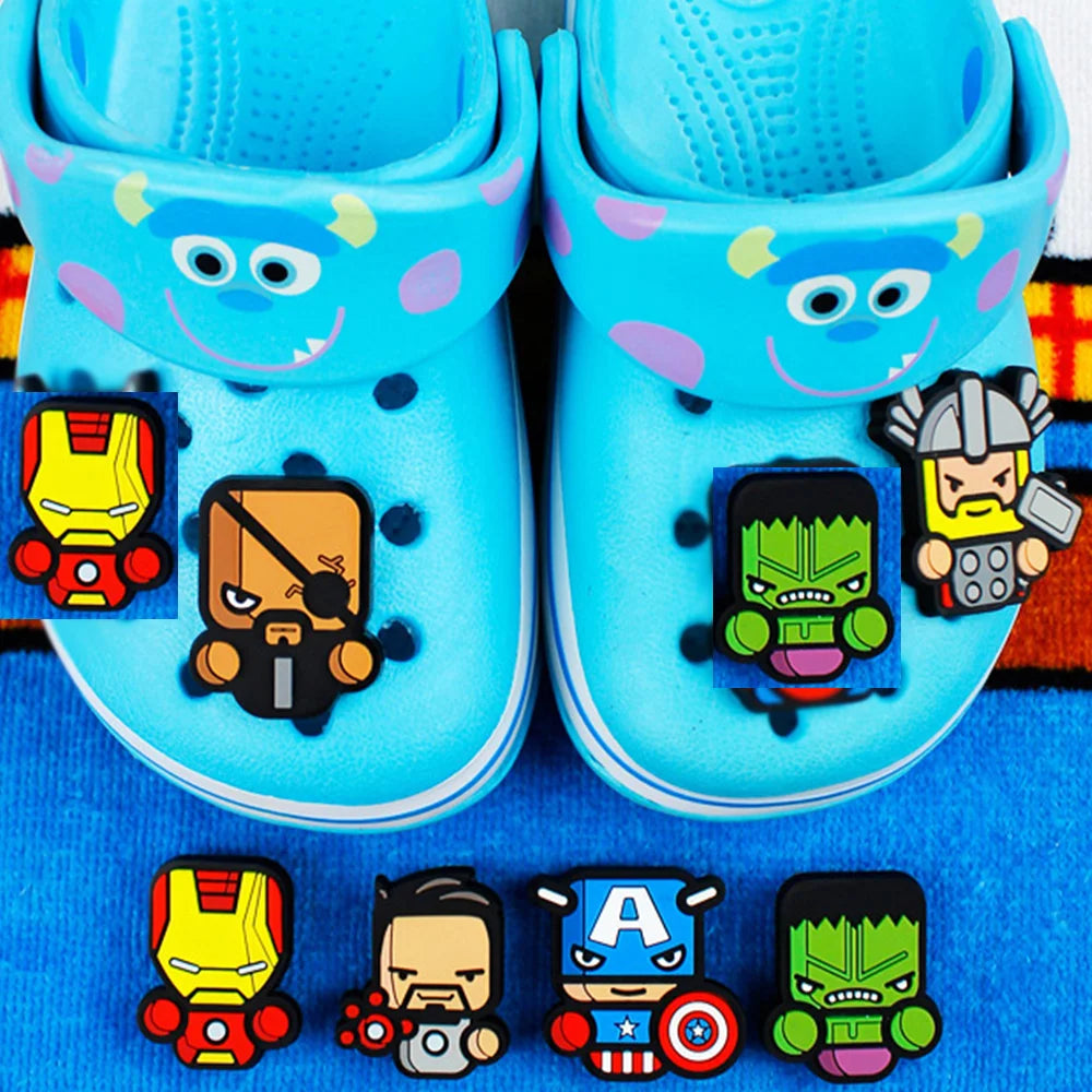 MINISO Marvel Superhero DIY Shoe Charms - Cartoon Character Accessories for Sandals & Clogs - Decorative Pins for Kids Gifts & Garden Fashion Accessories (Perfect for Birthday Presents & Cosplay Outfits)