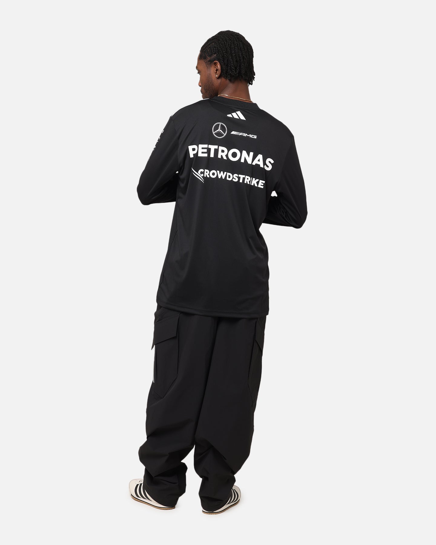 Adidas x Mercedes AMG Petronas F1 2025 Team Long Sleeve Driver T-Shirt - Black | Official Formula One Racing Shirt for Fans & Enthusiasts
