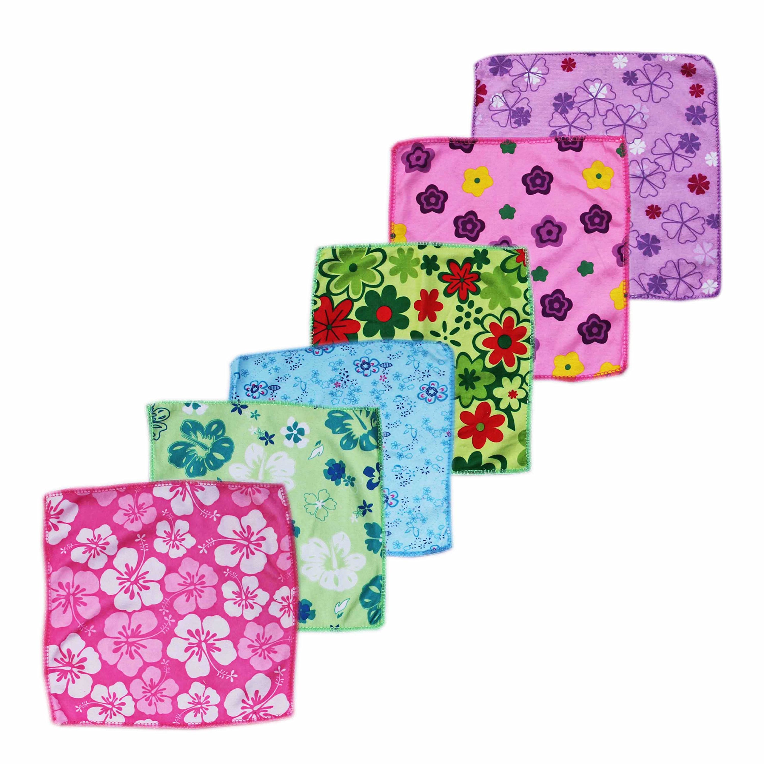 Ultra Soft Women's Cotton Printed Face Towels (Multicolor, 12x12 Inch) - 10 Pack | Gentle Skincare & Makeup Removal | Perfect for Spa, Travel & Daily Beauty Routine