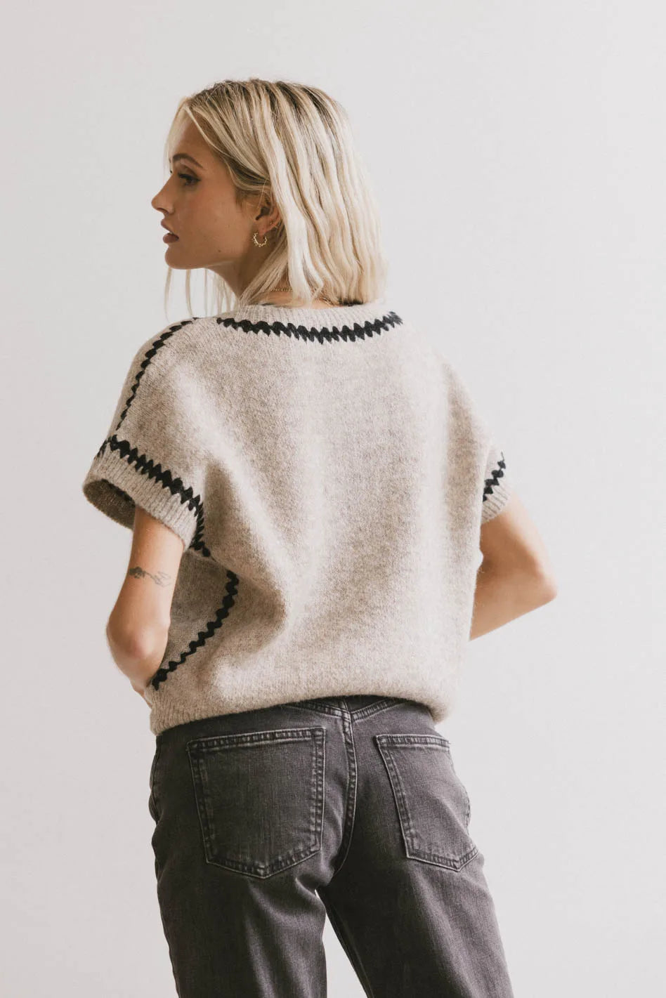 Oatmeal Hazel Embroidered Sweater Top for Women | Cozy Knit Pullover with Floral Embroidery | Perfect for Fall Layering & Casual Outfits