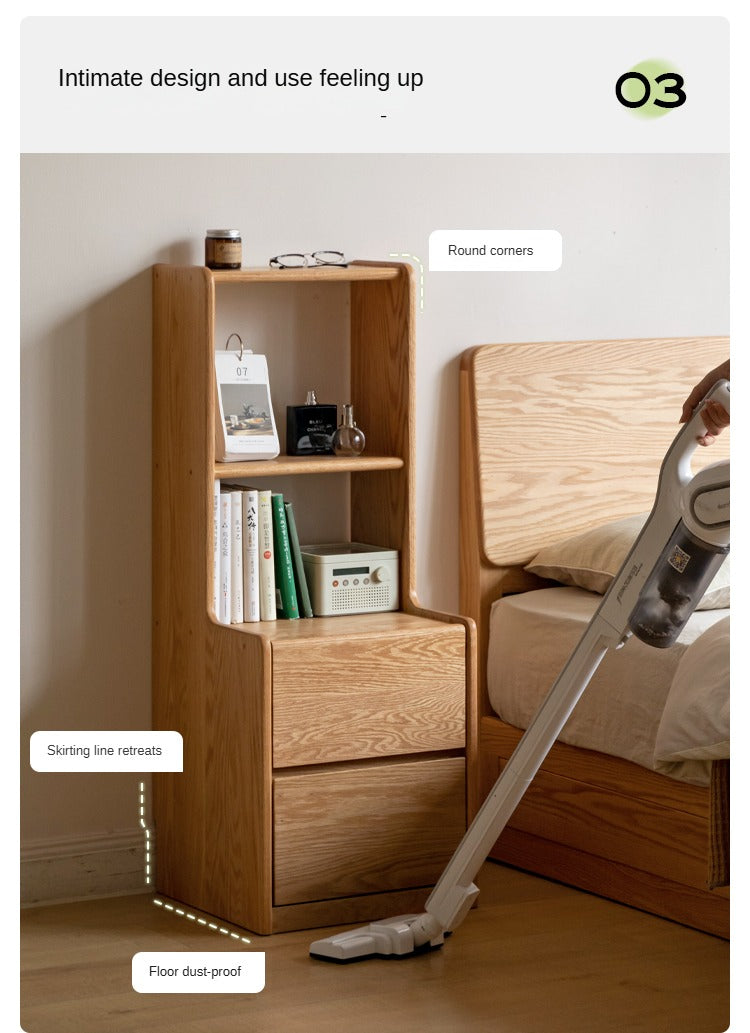 Solid Oak Wood Nightstand - Sturdy & Elegant Bedside Table for Bedroom, Living Room, or Office - Perfect for Storage & Décor