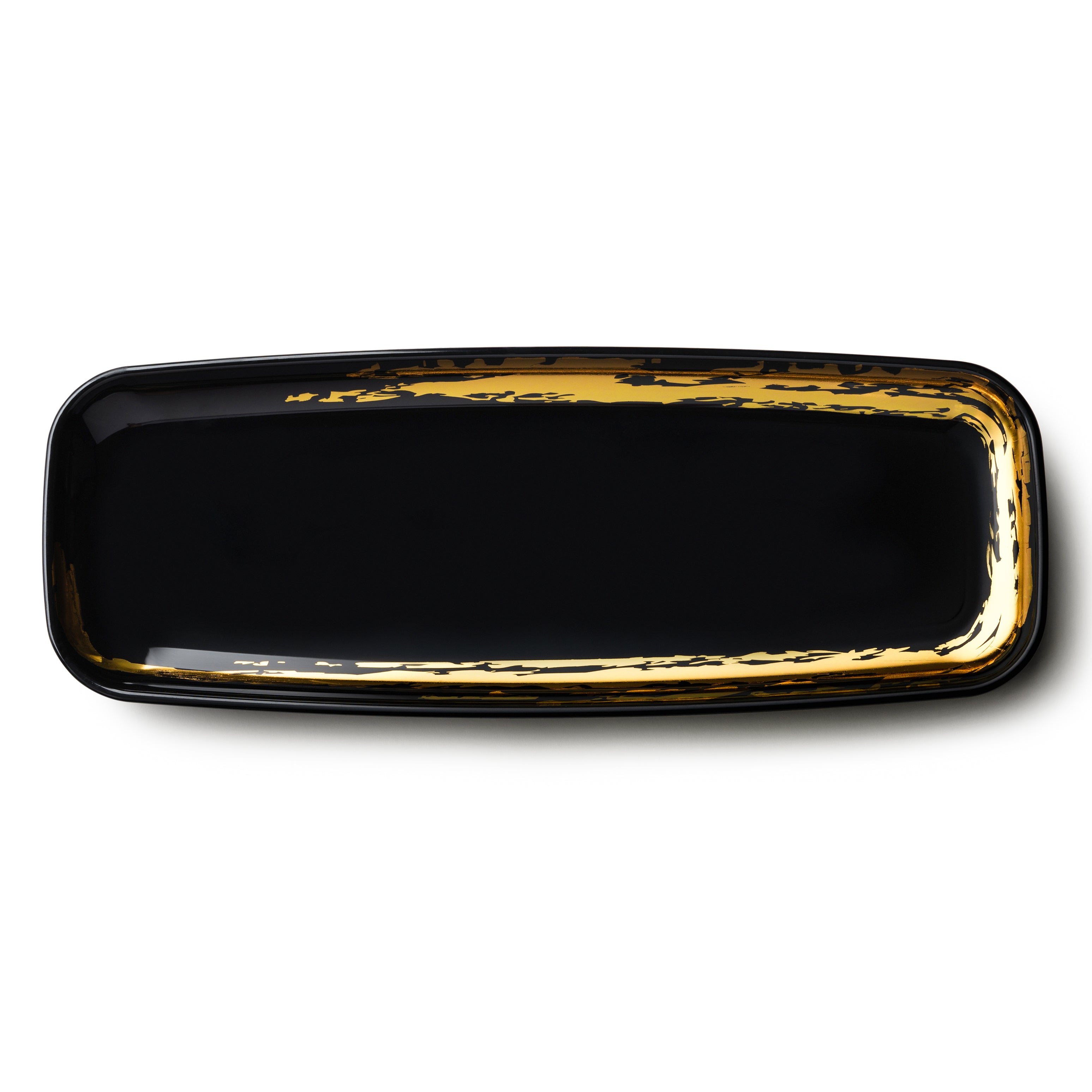 Premium Black and Gold Oval Serving Platter Set of 2 - Elegant Appetizer Tray for Parties, Weddings, and Holiday Entertaining