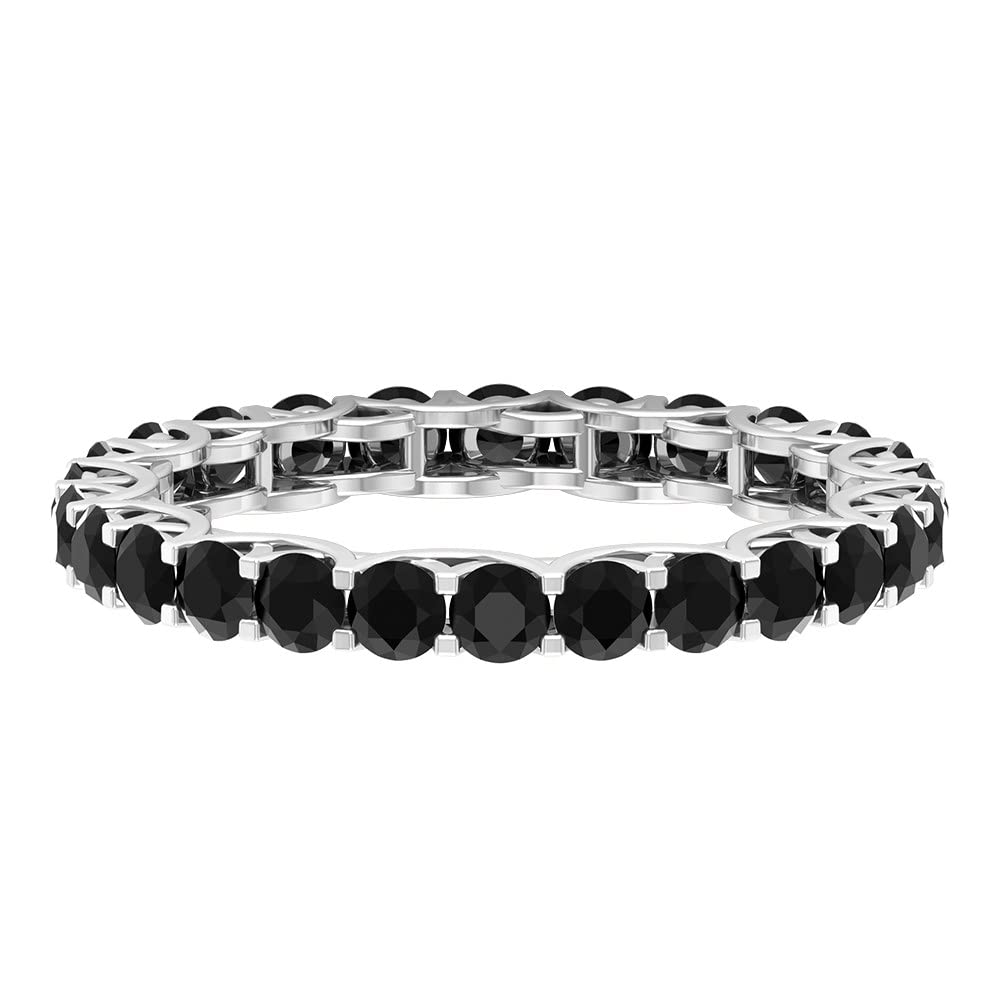 2 CT Lab-Created Black Diamond Eternity Ring in 14K Solid Gold - Trellis Design Wedding Band, Anniversary Gift for Her, Perfect for Bridal Jewelry & Special Occasions