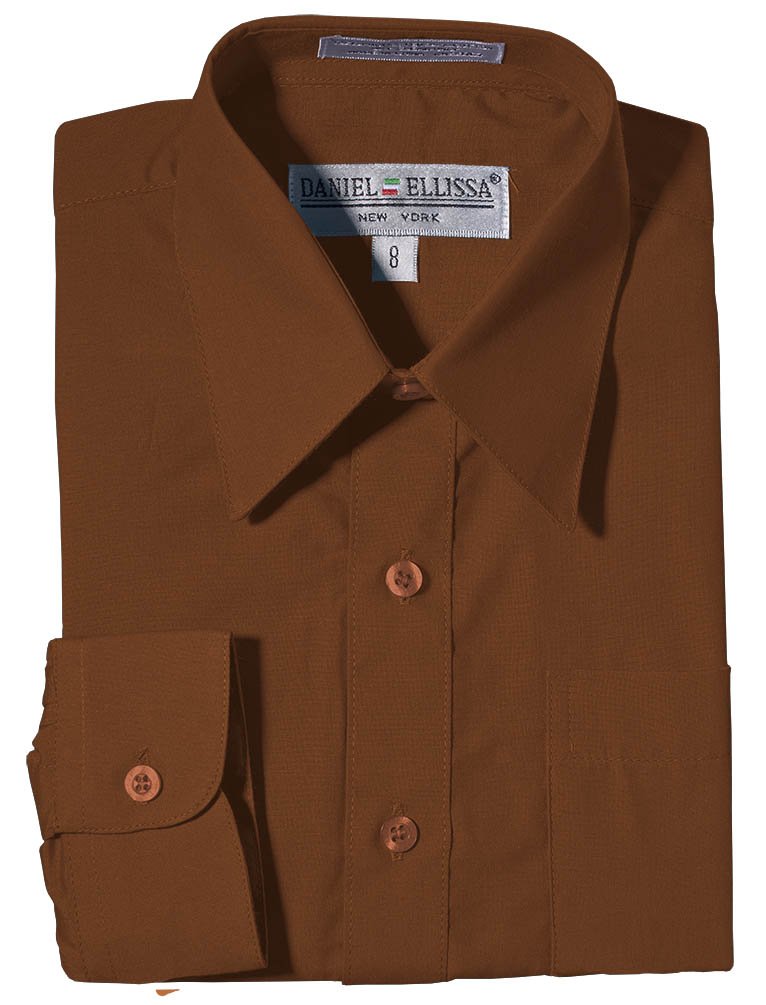 Daneil Ellissa Boys' Long Sleeve Dress Shirt for School, Church & Formal Occasions - Classic White Button Down Oxford Shirt for Kids