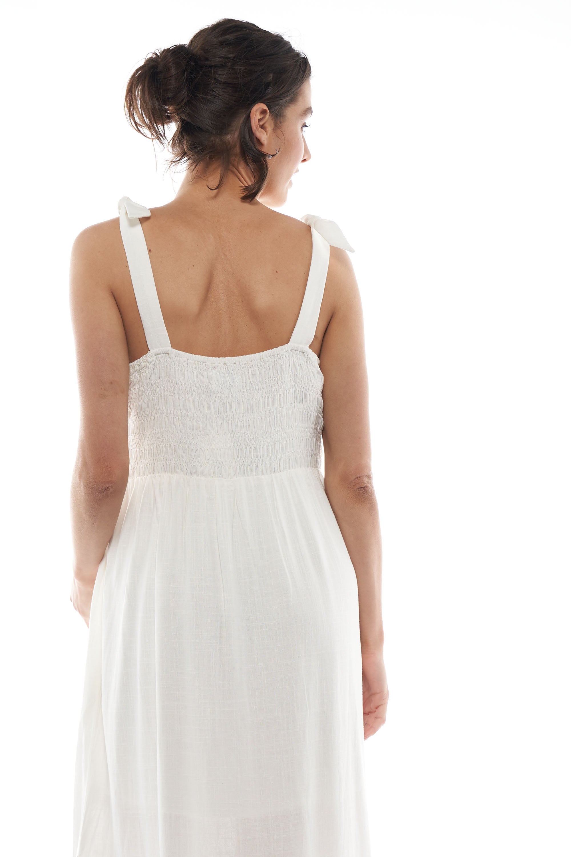 Breeze Along Midi Dress - Flowy Summer White Dress for Women | Beach Wedding, Vacation & Casual Outings