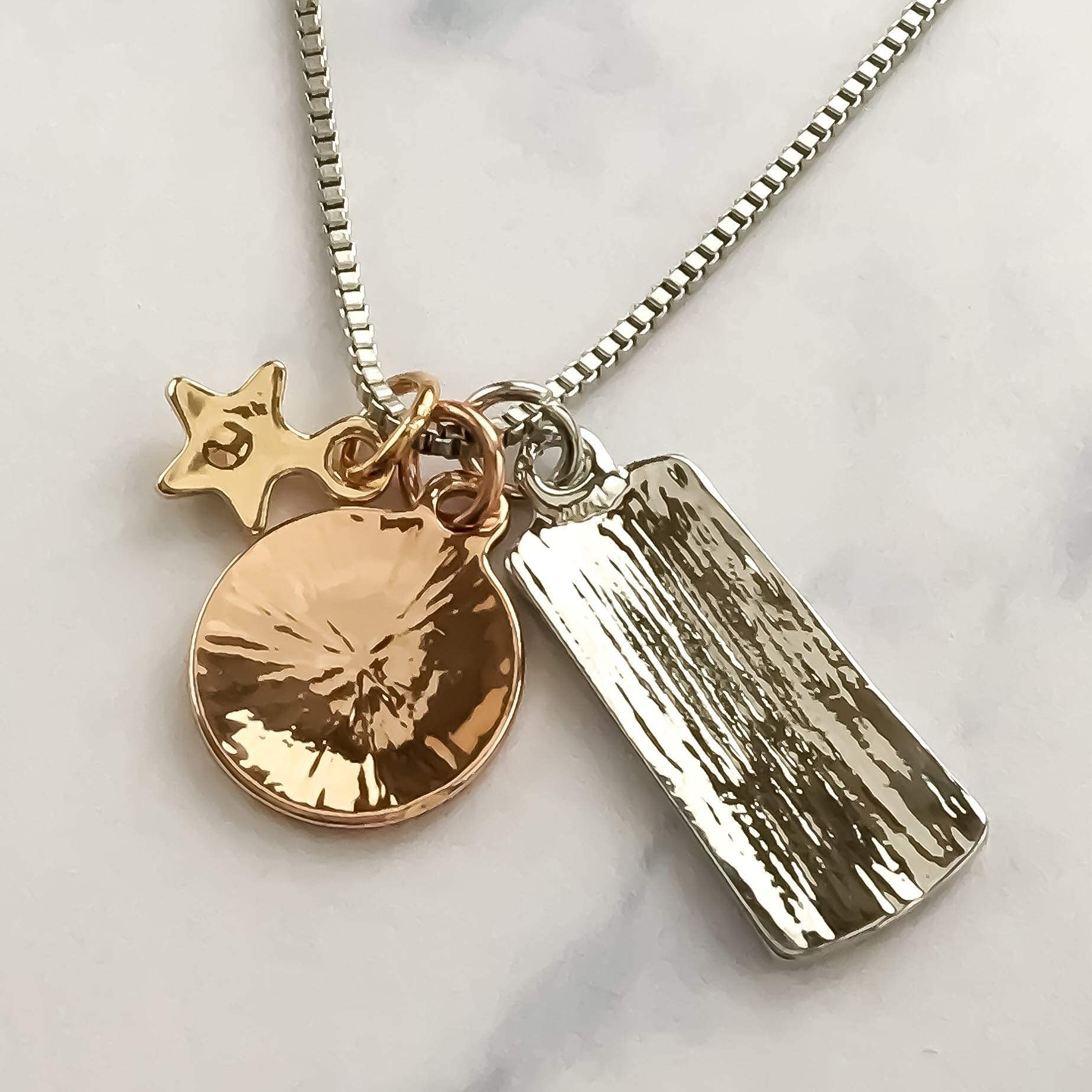 Tri-Tone Star Charm Necklace - Stainless Steel for Daily Wear