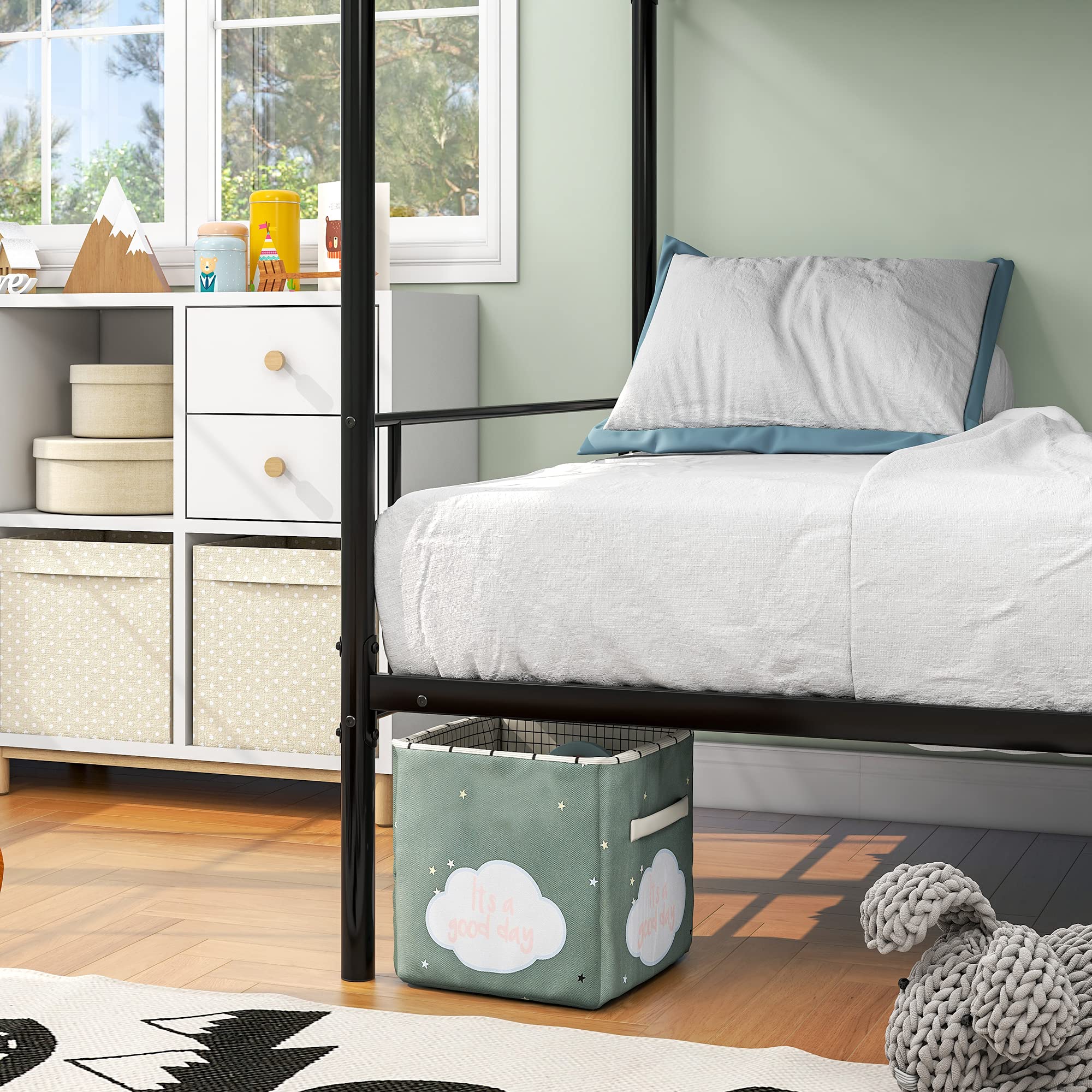 JURMERRY Heavy Duty Metal Twin Over Twin Bunk Bed Frame with Ladder - Sturdy Black Space-Saving Bunk Bed for Kids, Teens & Guest Rooms - Perfect for Small Bedrooms, Dorms & Vacation Homes