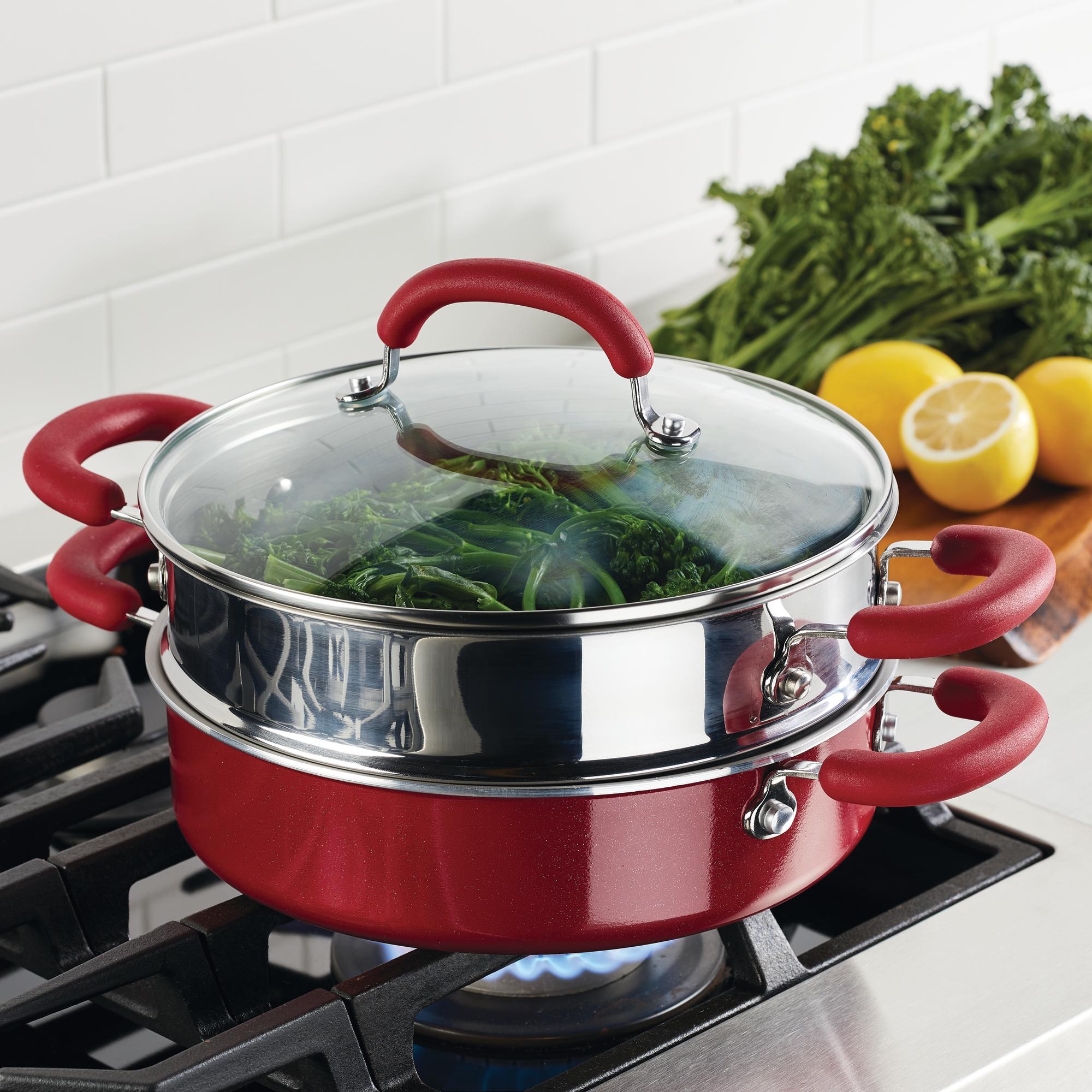 3 Quart Hard Anodized Nonstick Steamer Pot Set - Induction Compatible, Durable & Healthy Cooking for Vegetables, Dumplings & Seafood | Perfect for Home Kitchens & Restaurants