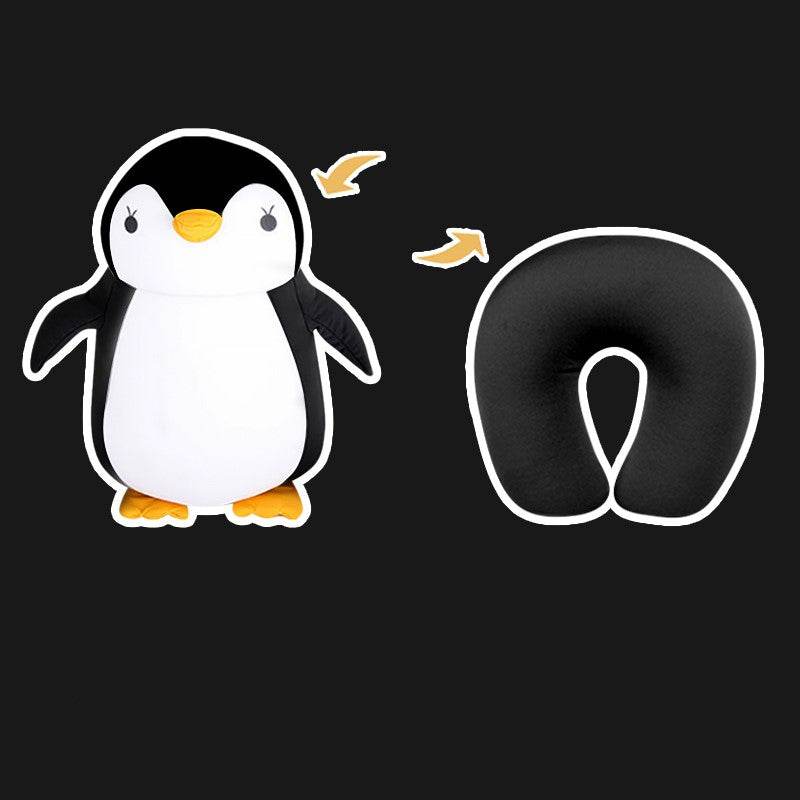 Soft Plush Penguin Travel Pillow - Comfortable Neck Support for Airplane, Car & Office Use - Perfect Gift for Travelers & Commuters