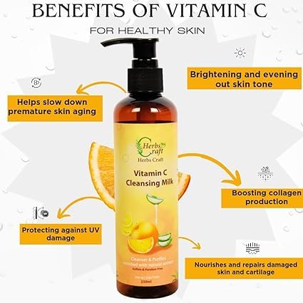 Herbs Craft Herbal Ayurvedic Absorbent Non-Greasy Cleansing Milk Cream for Women - Honey Almond Cleansing Lotion for Daily Skincare & Makeup Removal
