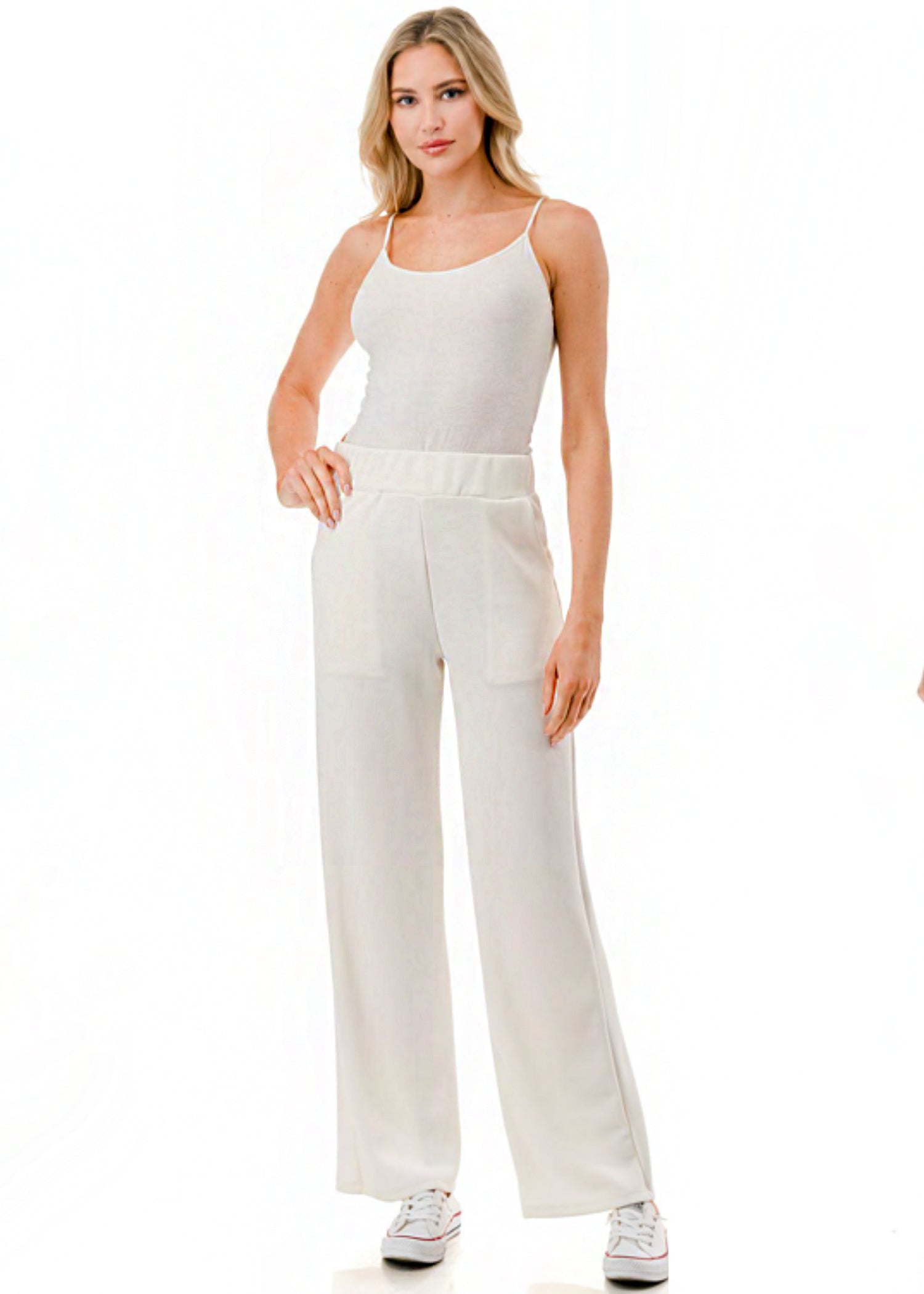 Straight Leg Scuba Pant in Ivory - High Waisted Stretchy Trousers for Women | Comfortable Office Pants & Casual Wear | Brooklyn Isles
