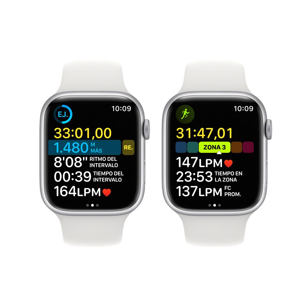 Apple Watch Series 8 (GPS) 45mm Silver Aluminum Case with White Sport Band - Perfect for Fitness Tracking, Workouts & Everyday Wear