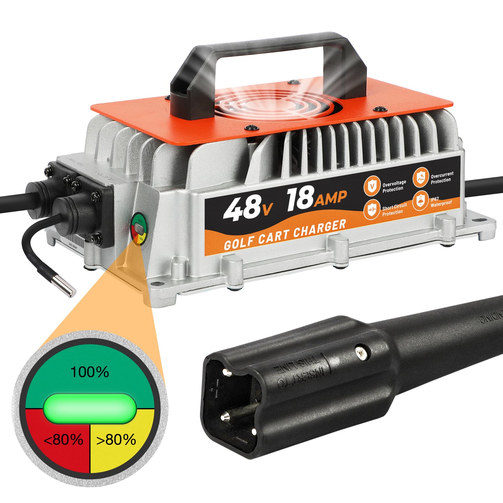 48V 18AMP Smart Golf Cart Battery Charger for Yamaha G29 Drive & Drive 2 - Fast 3-6 Hour Charging, 16FT Cord with Trickle Mode - Perfect for Lead-Acid Batteries - Ideal for Home, Golf Course & RV Use