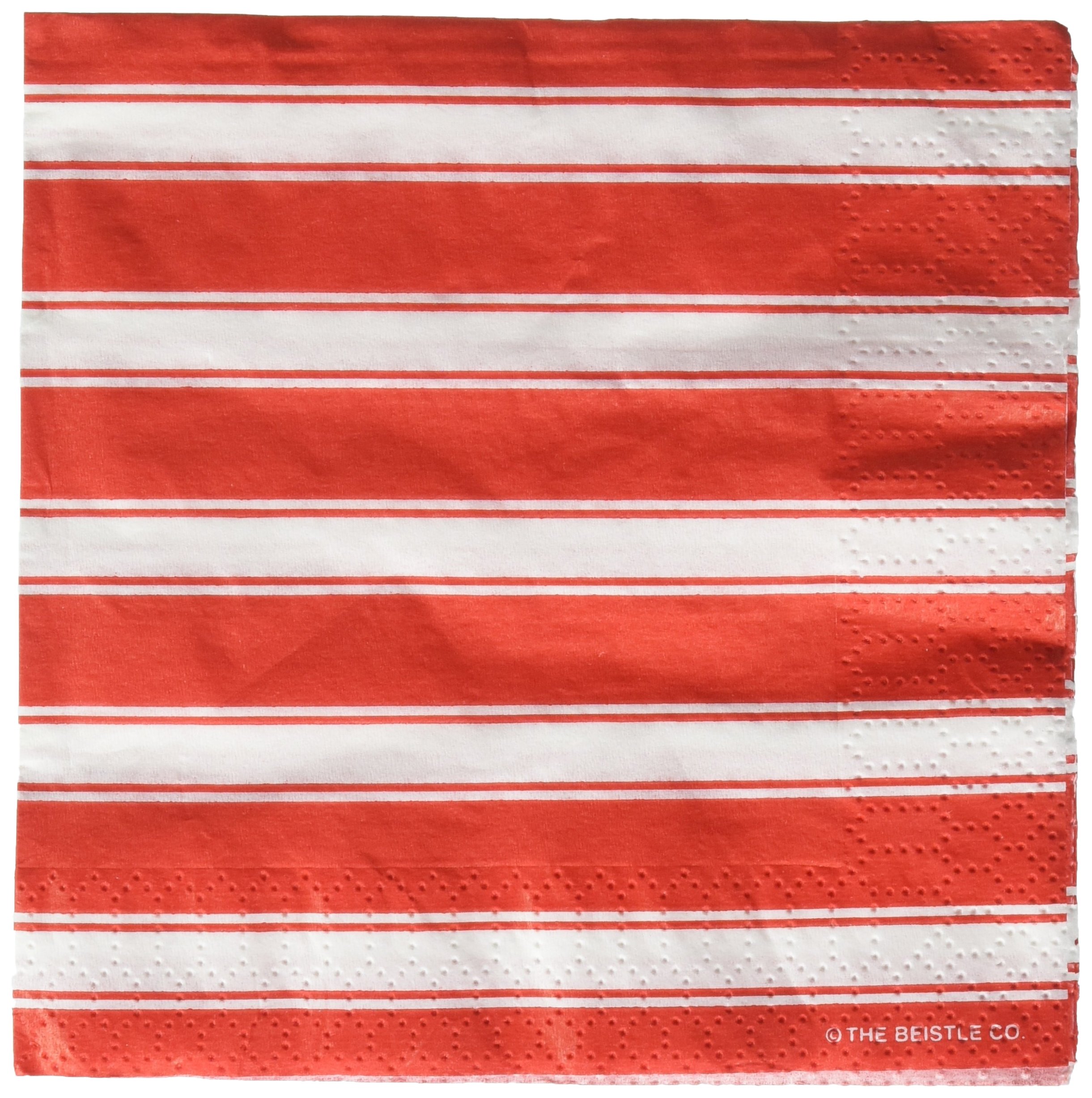 Red & White Striped Beverage Napkins - 100-Pack Premium Cocktail Napkins for Parties, Weddings & Home Decor - Absorbent & Stylish Paper Napkins