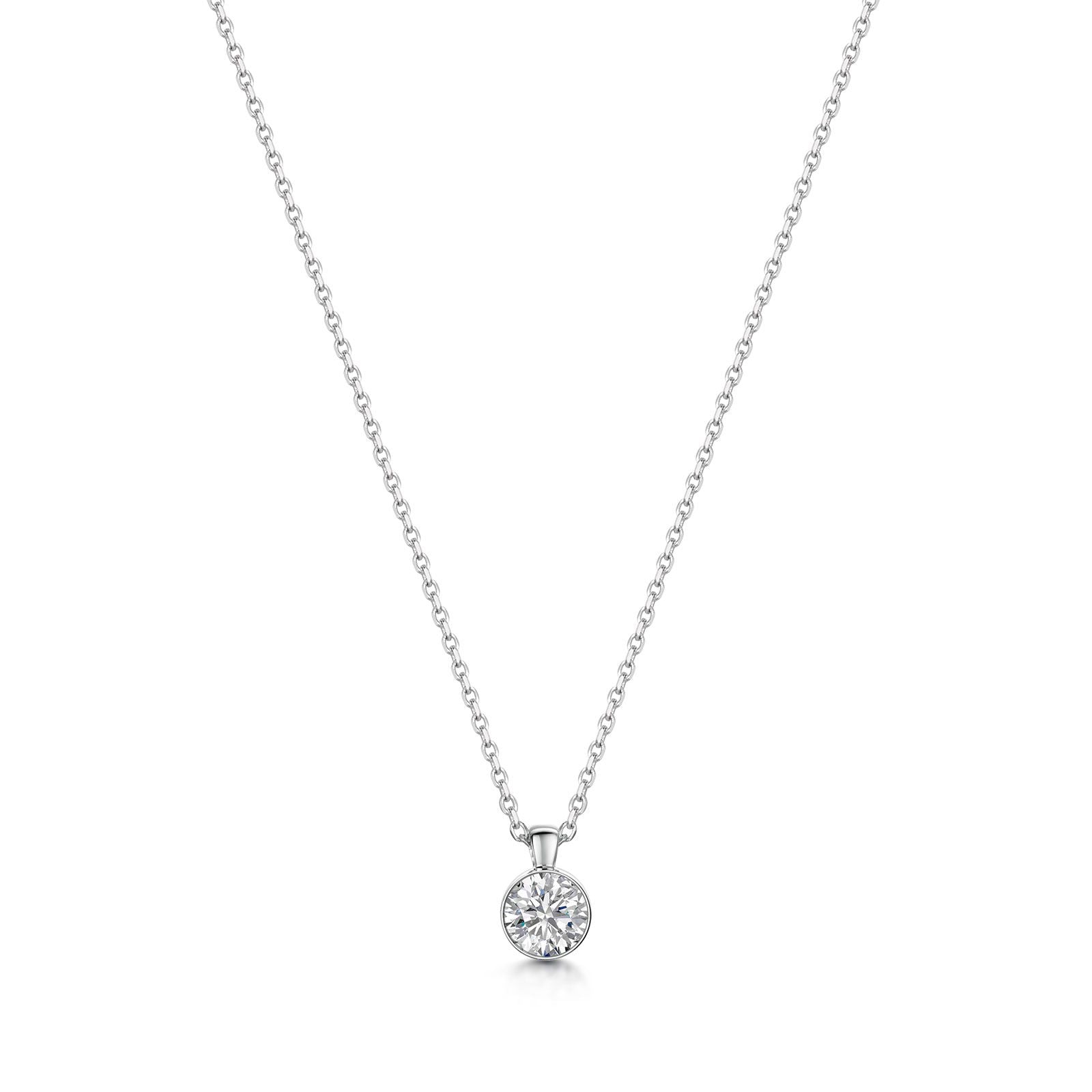 18K White Gold 0.30ct F/G SI Brilliant Cut Solitaire Diamond Pendant Necklace - Perfect for Anniversary Gifts & Special Occasions