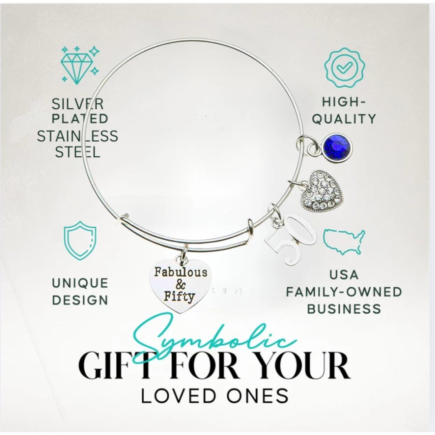 50th Birthday Gifts for Women - Infinity Collection Expandable Charm Bracelet with Birthstone Charm, Adjustable Bangle - Perfect for Anniversary, Mother's Day & Special Occasion Gifts
