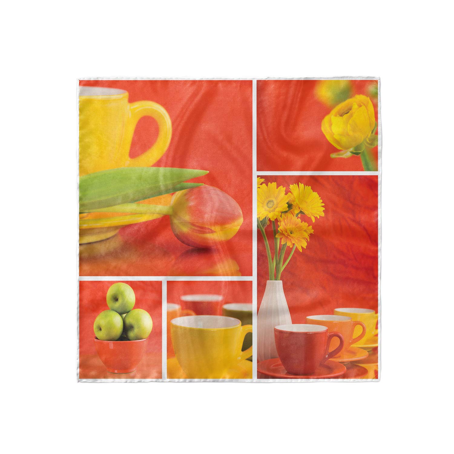 Ambesonne Coffee Head Scarf - Floral Tulip Apple Print Hair Wrap for Women, Boho Headband & Hair Accessory - Perfect for Coffee Shops, Yoga, Beach & Home Relaxation