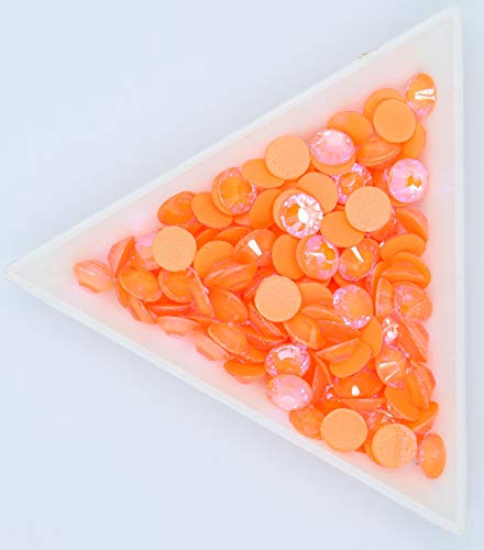 Luminous Crystal AB Nail Art Rhinestones - 1440pcs Orange AB Mix Size Flatback Gems for 3D Nail Designs, Manicure Decorations & DIY Crafts - Perfect for Salon, Home Use & Party Nail Art