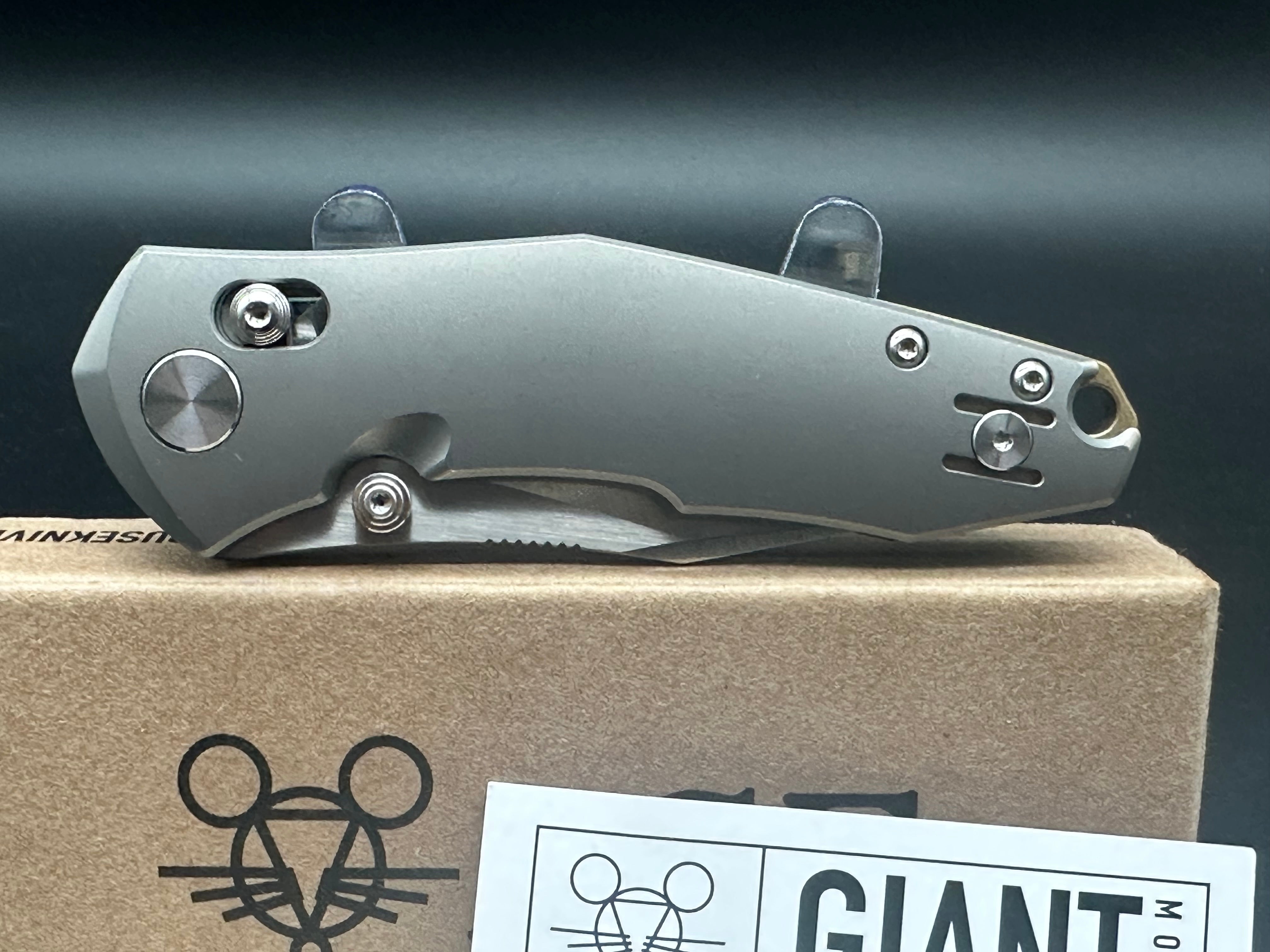 Giant Mouse Ace Nazca Cross Bar Lock Folding Knife - Full Titanium Handle, M390 Steel Blade - EDC, Outdoor, Camping, Survival Gear