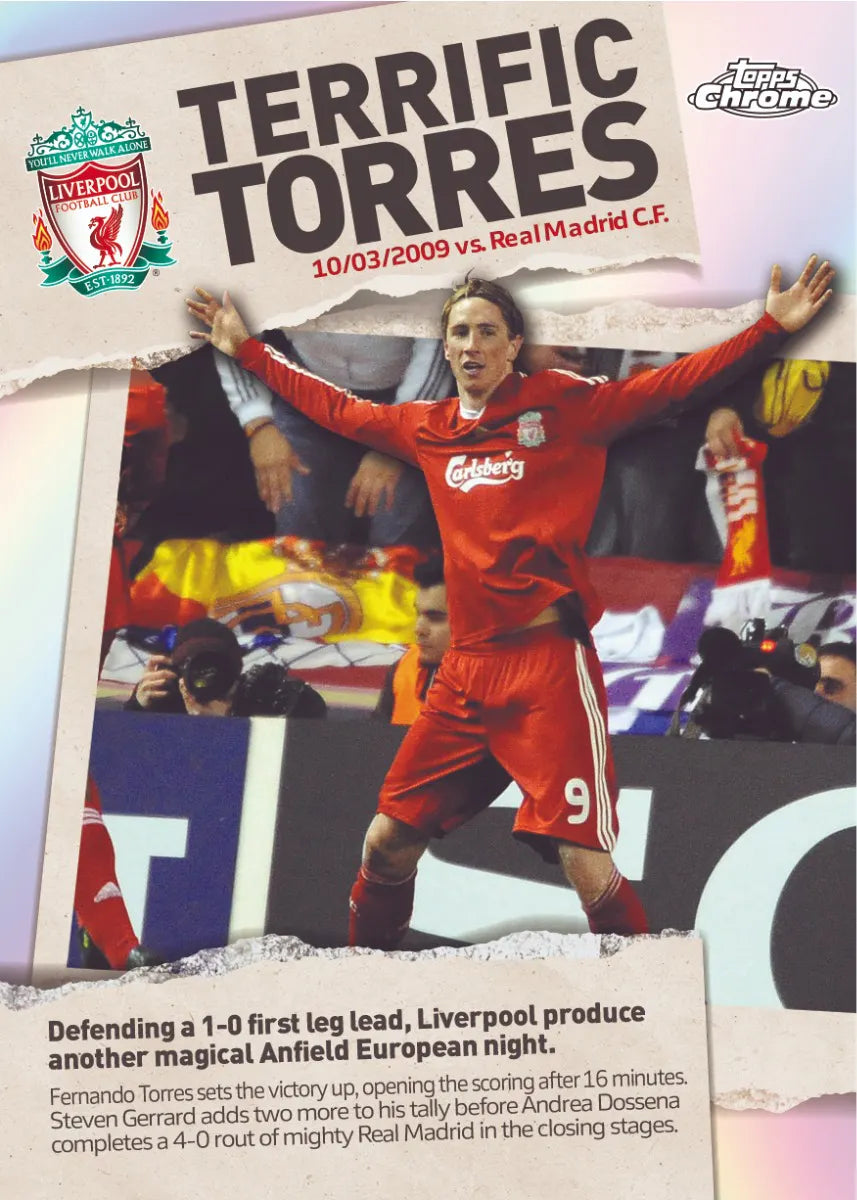 Topps Chrome Liverpool FC 23/24 Trading Cards Pack - Premium Football Collectibles for Fans & Collectors | Perfect for Display, Gifts, and Match Day Memorabilia