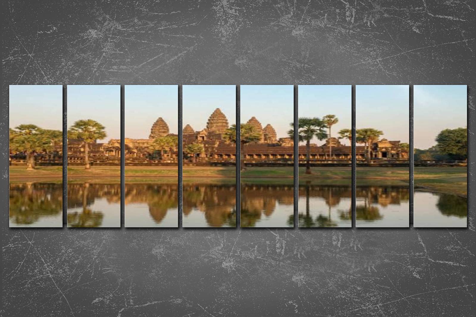 PeeNoke 8-Panel Extra Large Canvas Wall Art - Angkor Wat Khmer Architecture & UNESCO World Heritage Print - Framed Ready to Hang Decor for Office, Living Room, Bedroom | Perfect for Home & Office Wall Decor, Gifts for History Lovers