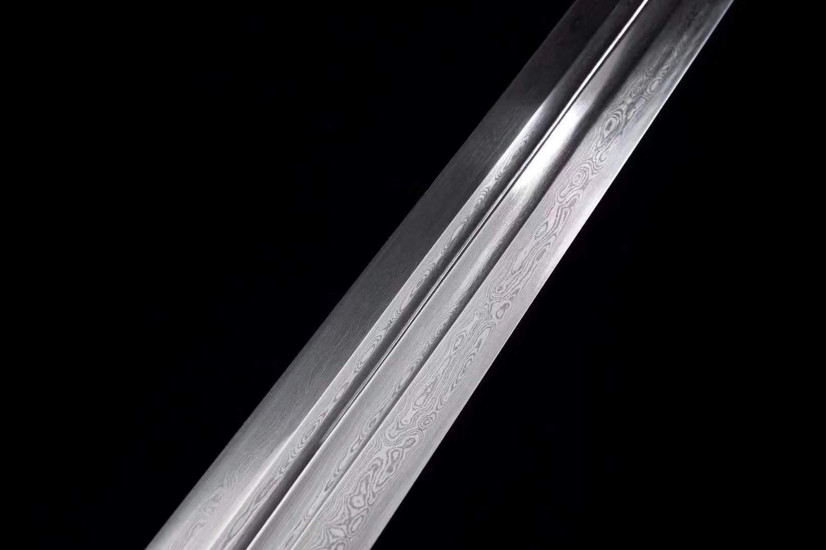 Hand Forged Damascus Steel Phoenix Sword - Real Battle Ready Blade with Wooden Scabbard - Perfect for Medieval Reenactment, Cosplay, and Sword Collectors