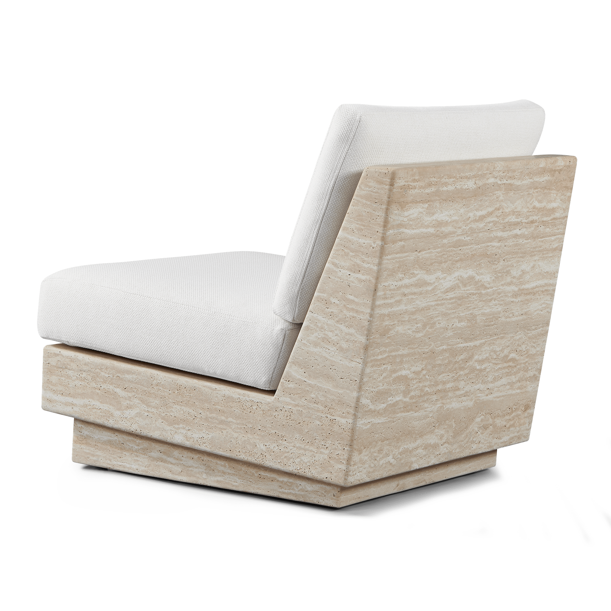 Tulum Travertine Armless Lounge Chair - Modern Outdoor Patio Furniture for Poolside, Garden, and Relaxation
